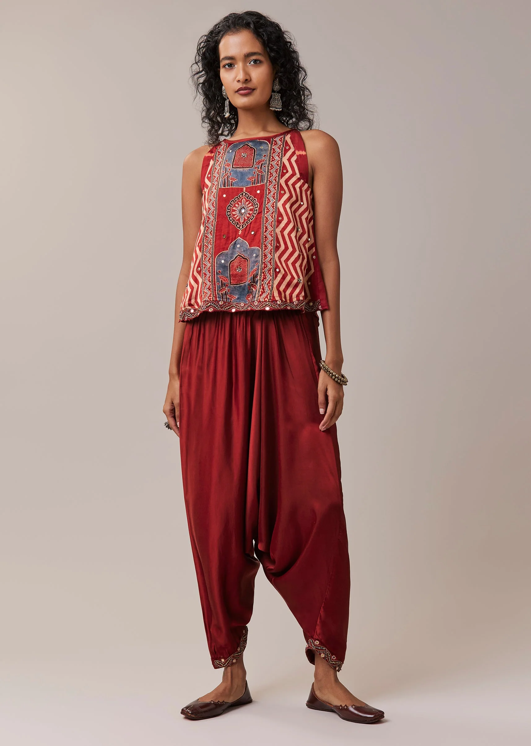 Indigo Hand Dyed Leheriya Jacket and Cowl Set - Image 6