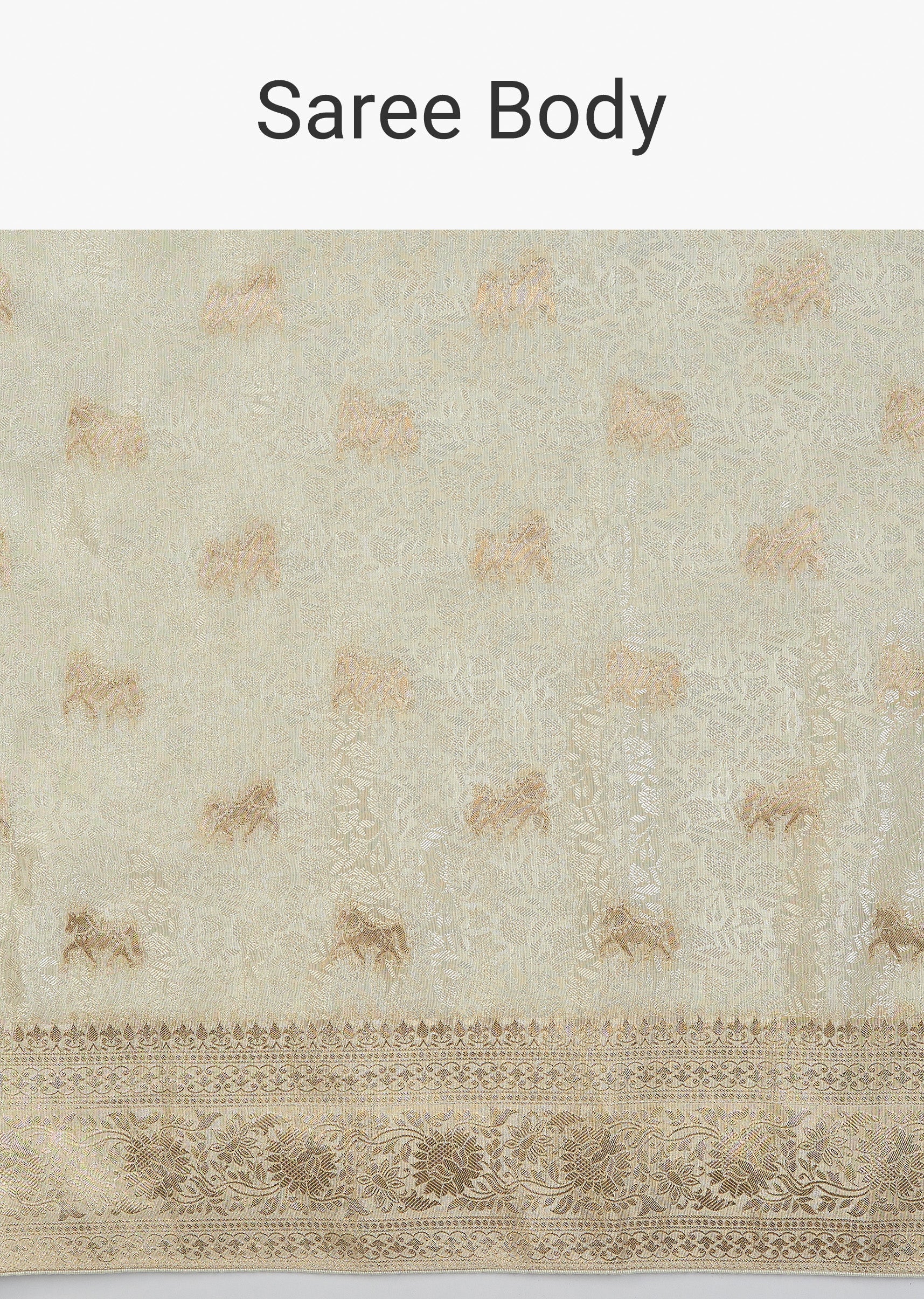Ivory Jacquard Dola Silk Saree - Image 9