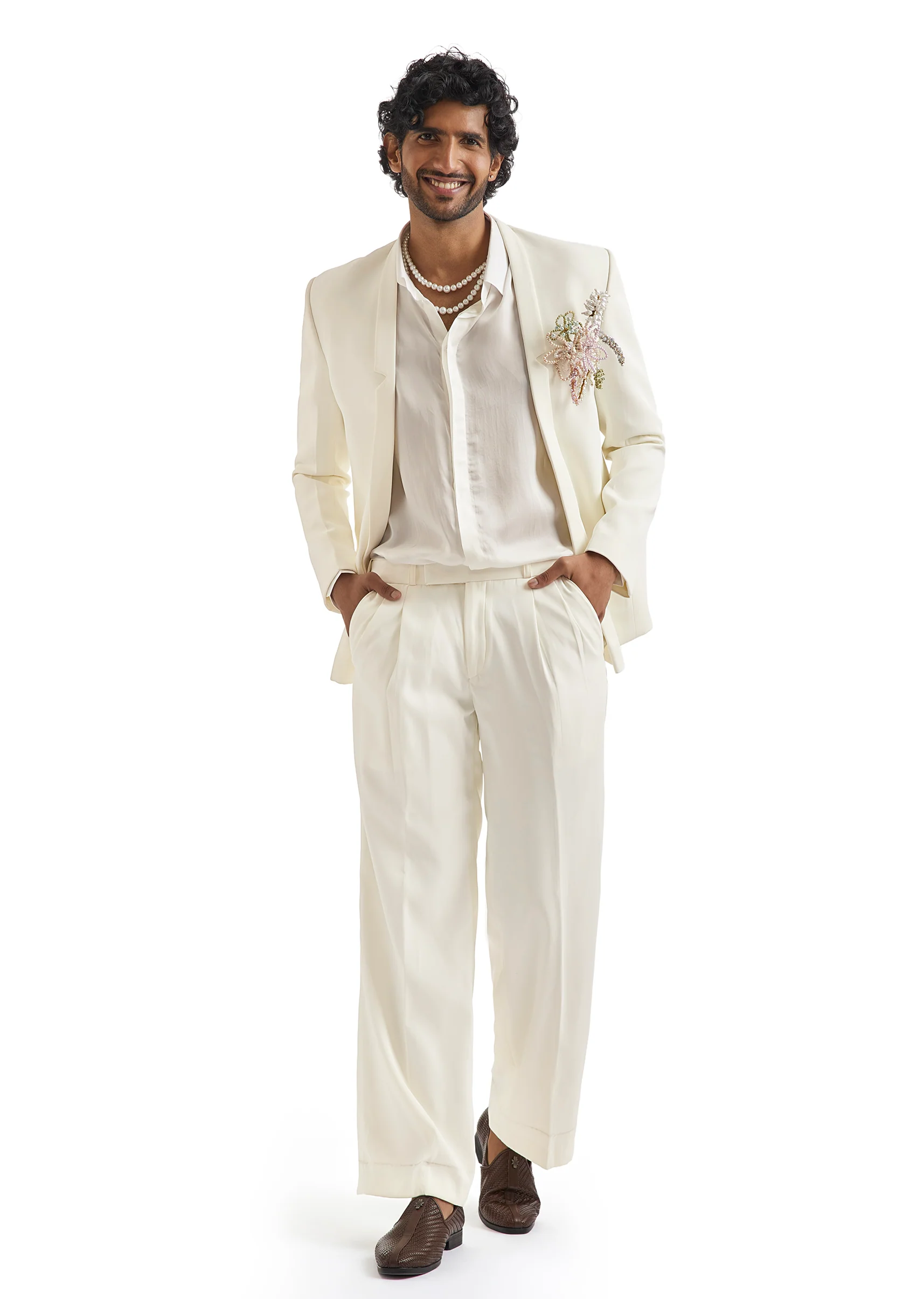 Ivory Pearl Embellished Tuxedo Set