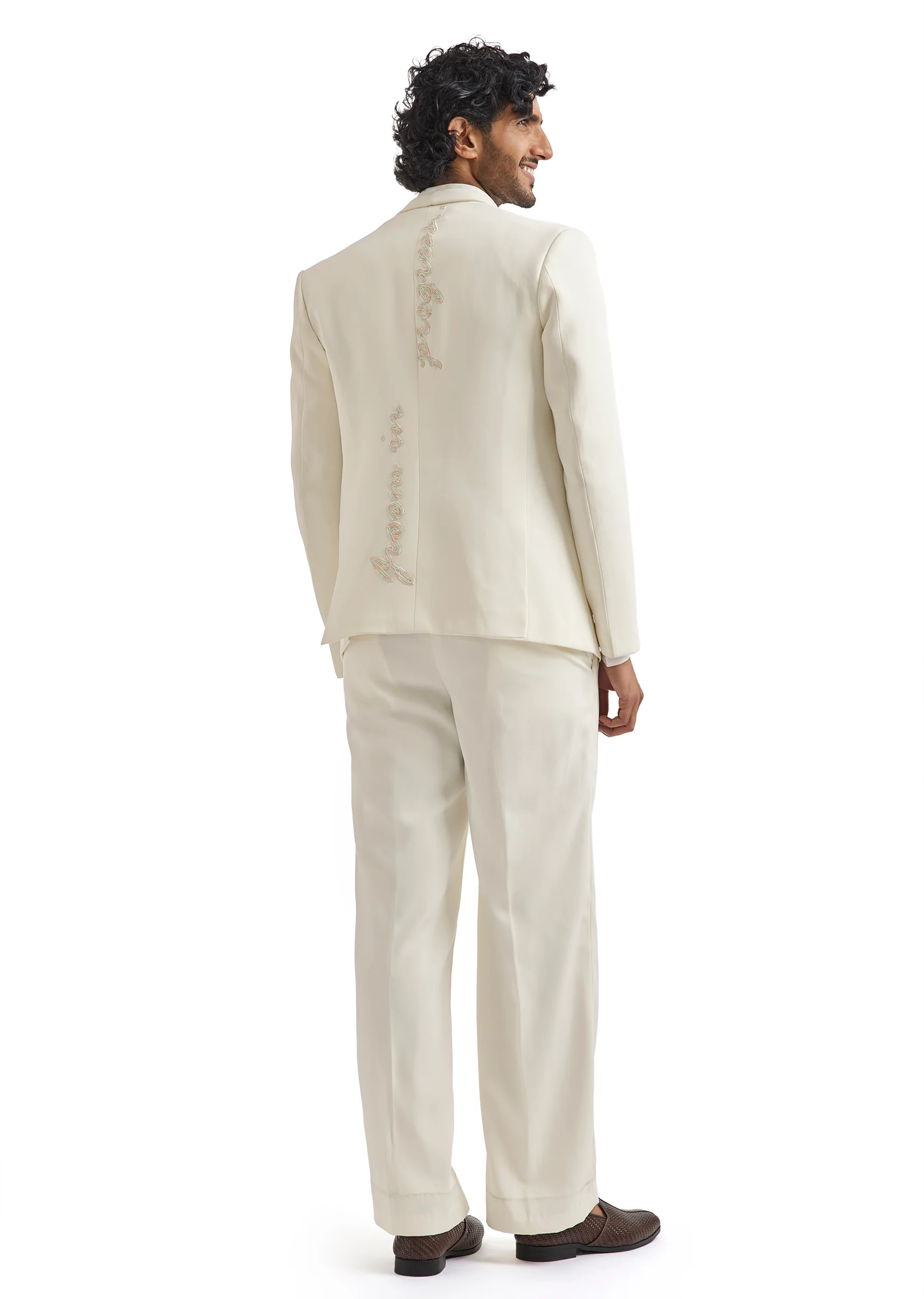 Ivory Pearl Embellished Tuxedo Set - Image 5