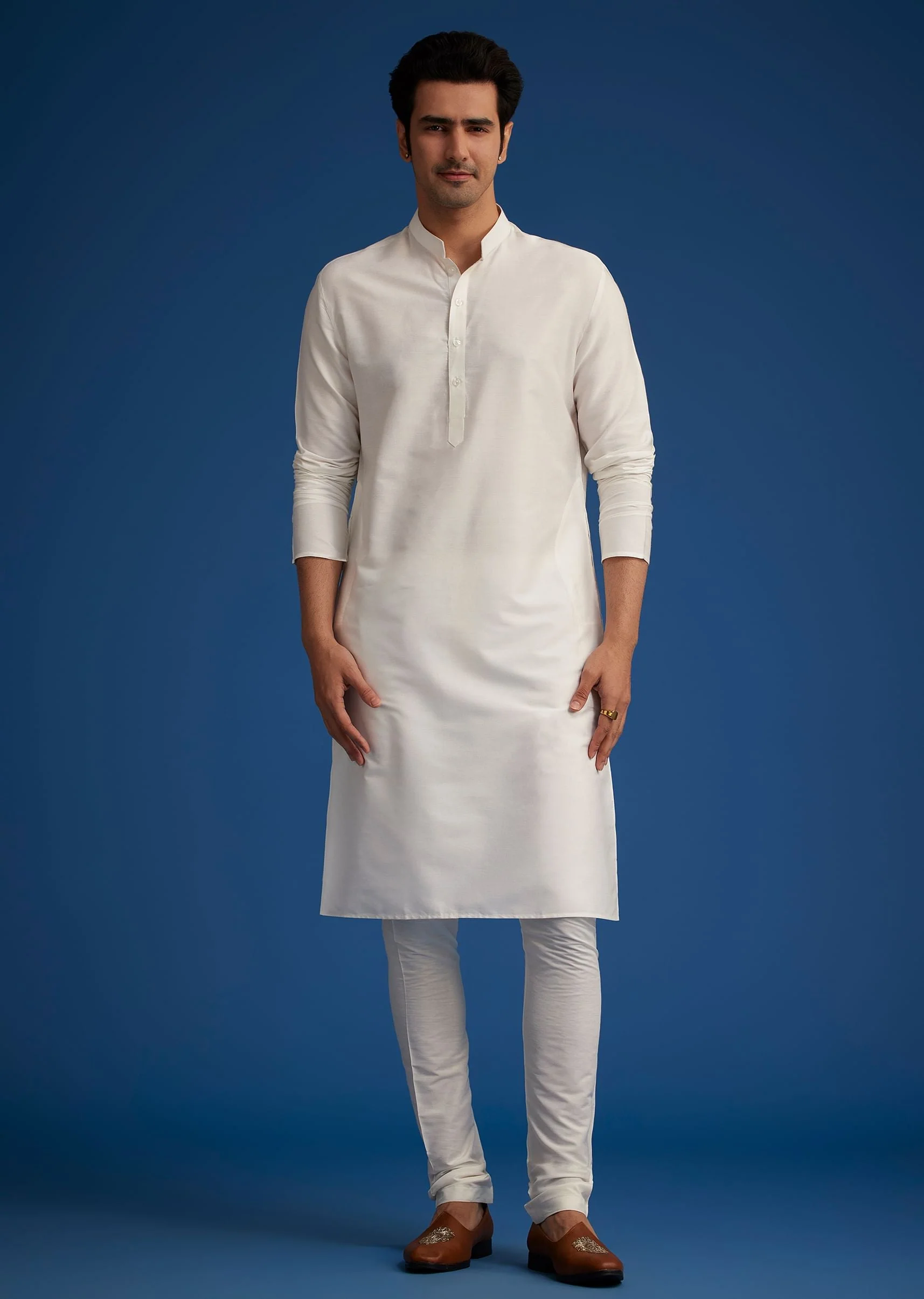 Ivory Silk Sherwani With Resham Zari And Zardosi Work - Image 7