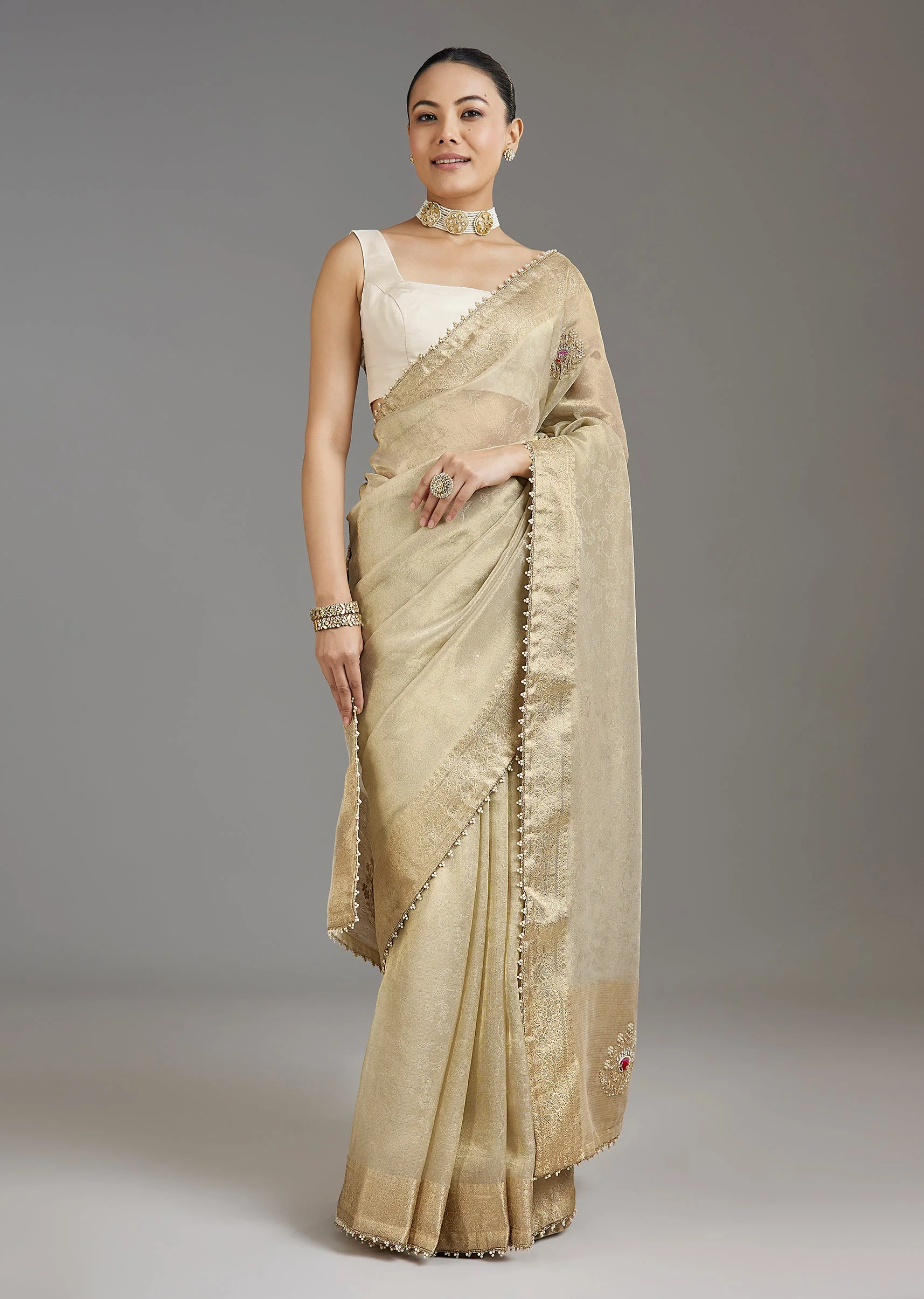 Ivory Tissue Saree