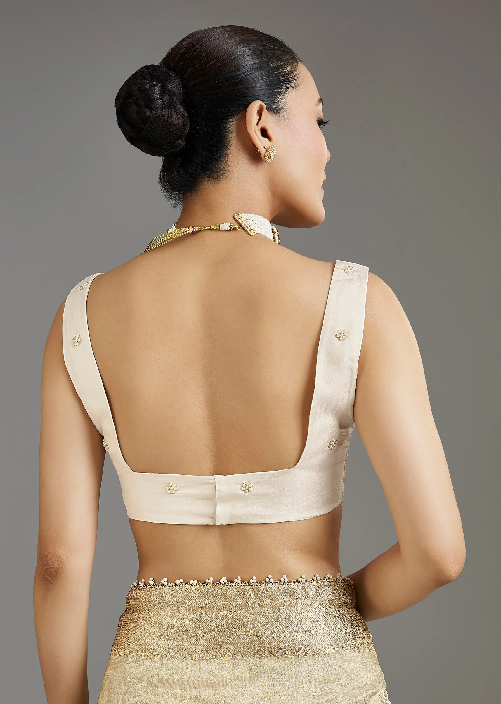 Ivory Tissue Saree - Image 8