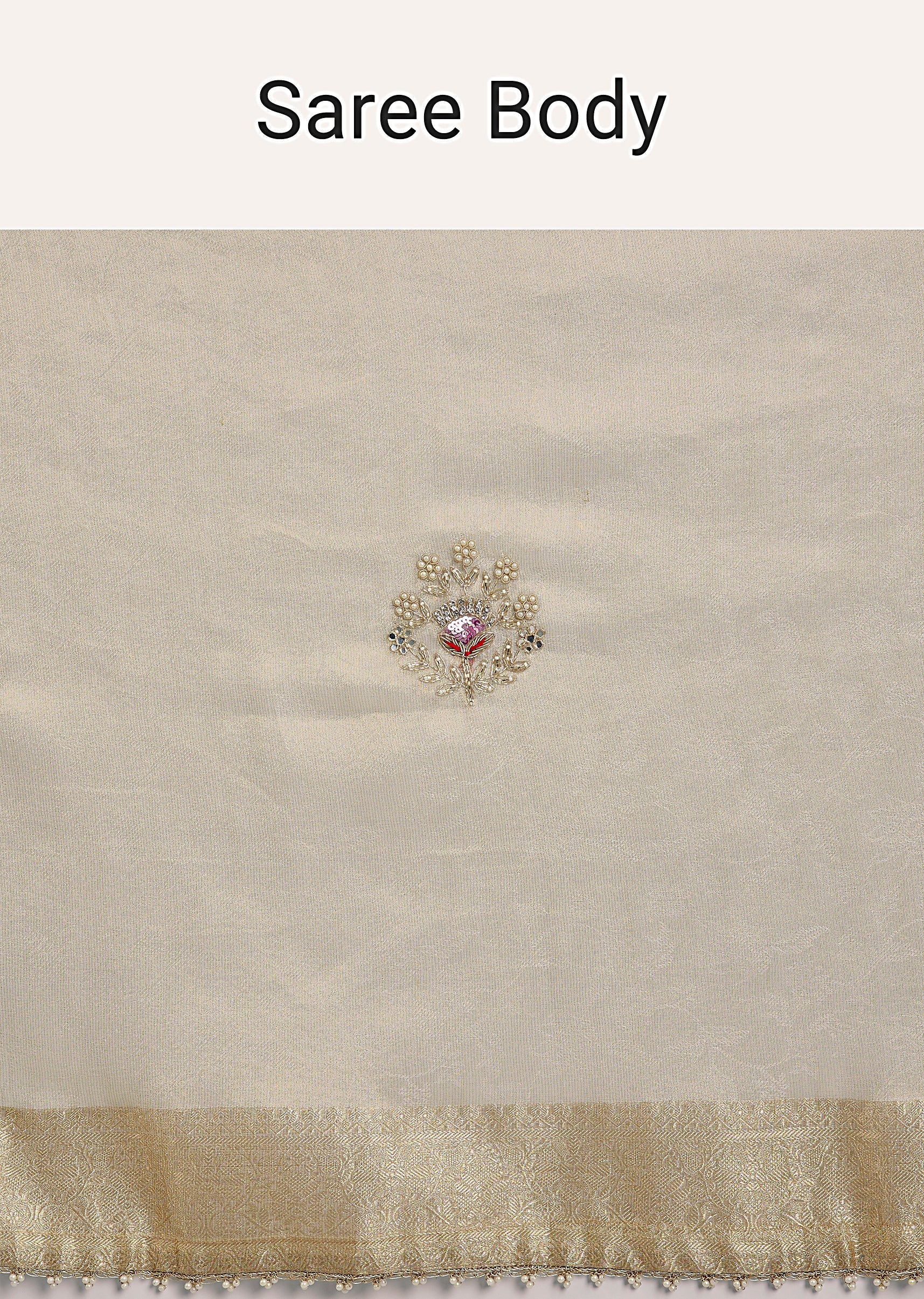 Ivory Tissue Saree - Image 9
