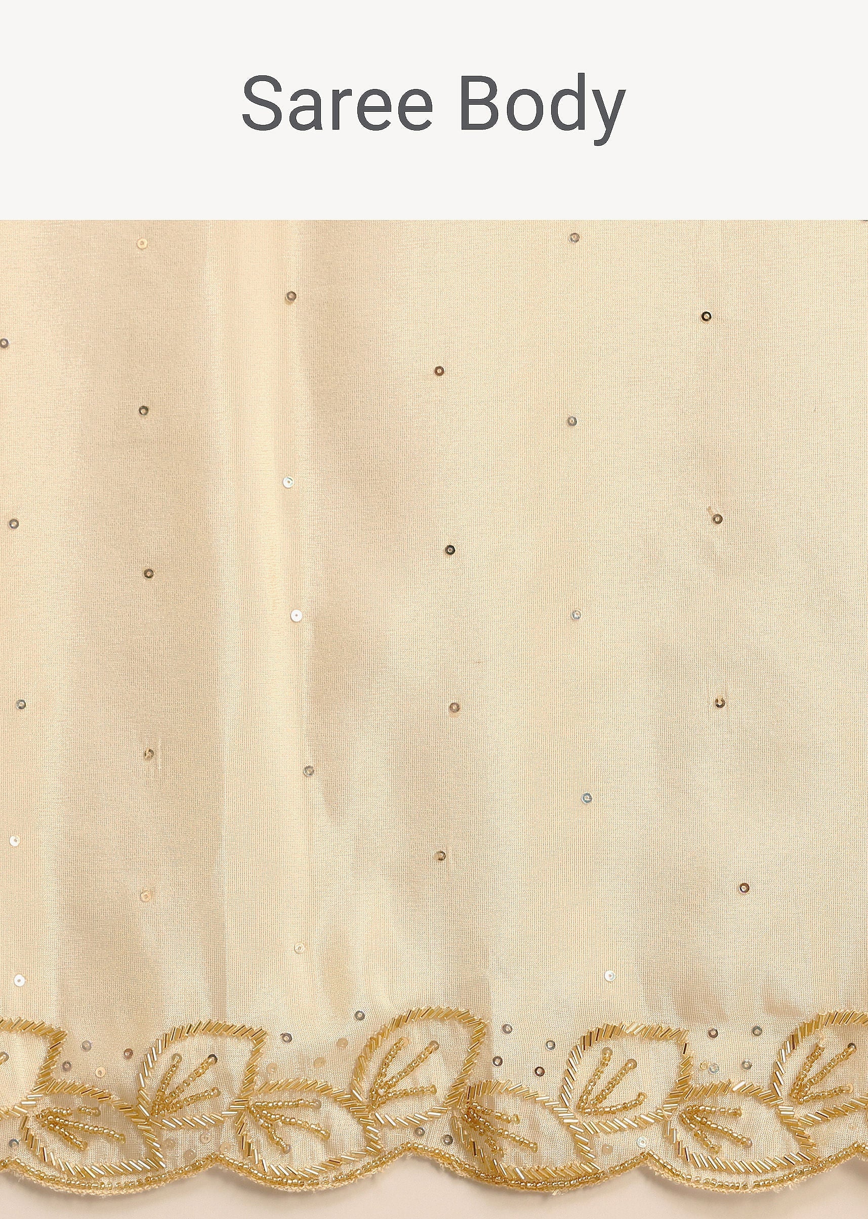 Ivory Tissue Saree With Cutdana Embroidered Border and Unstitched Blouse - Image 9