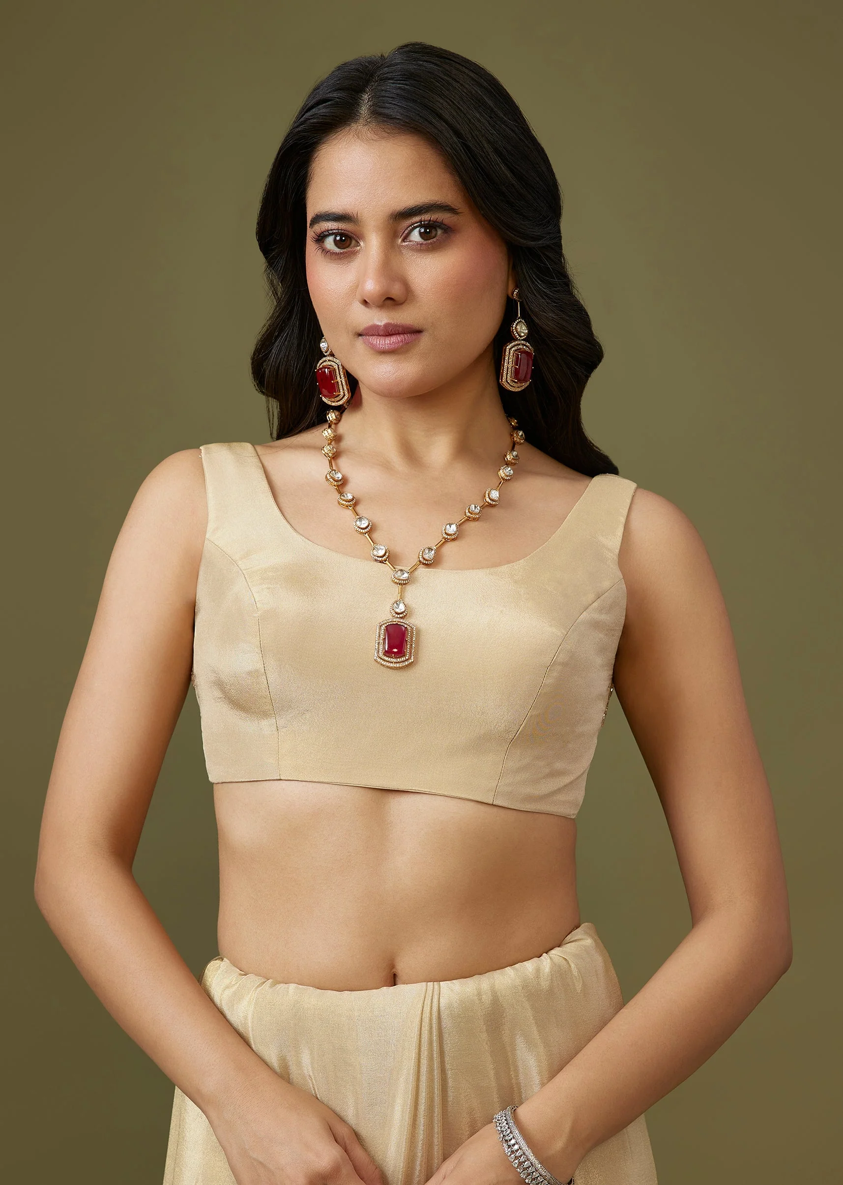 Ivory Tissue Saree With Floral Scallop Border - Image 7