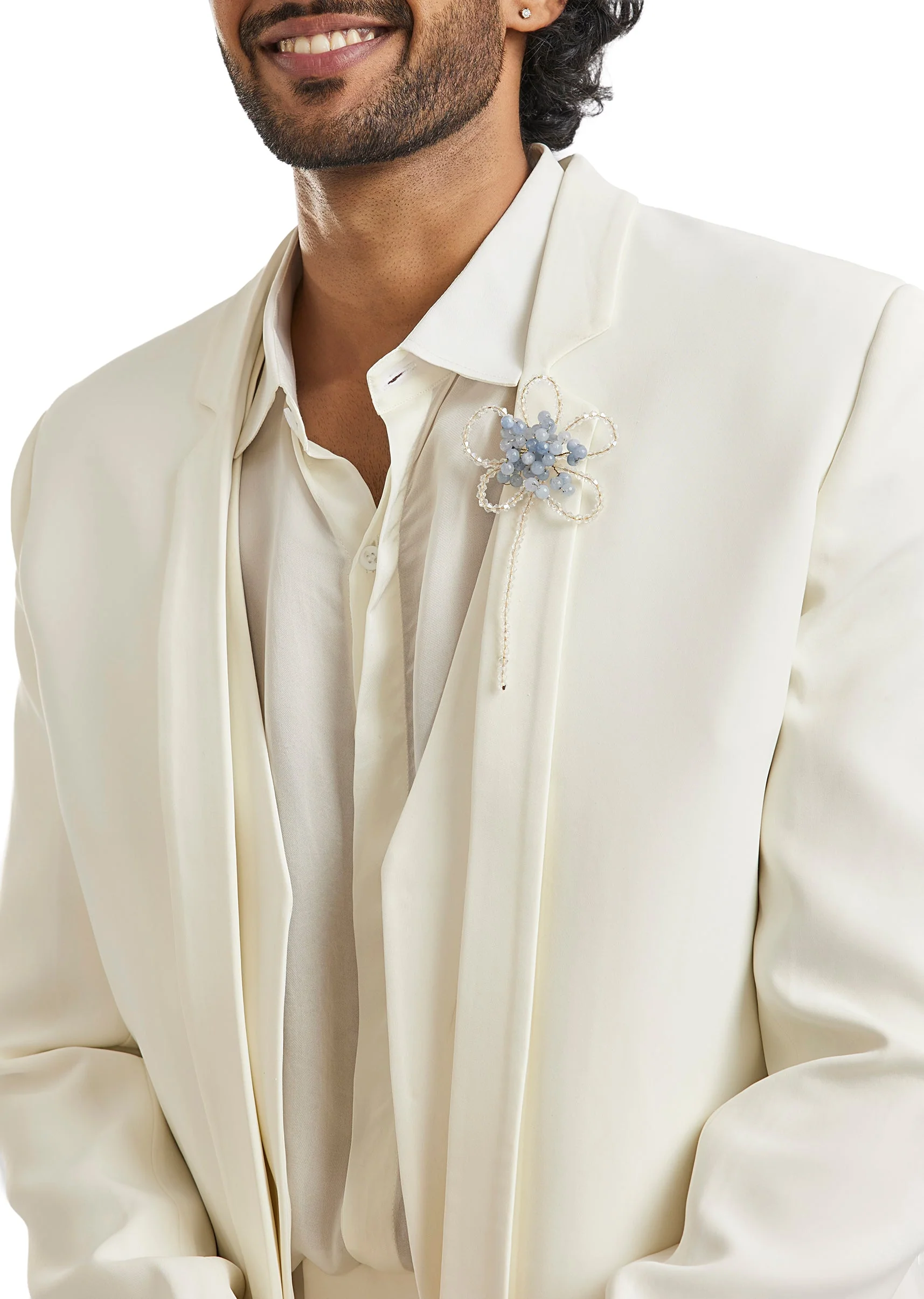 Ivory Tuxedo Set With Pearl Letter Detailing - Image 2
