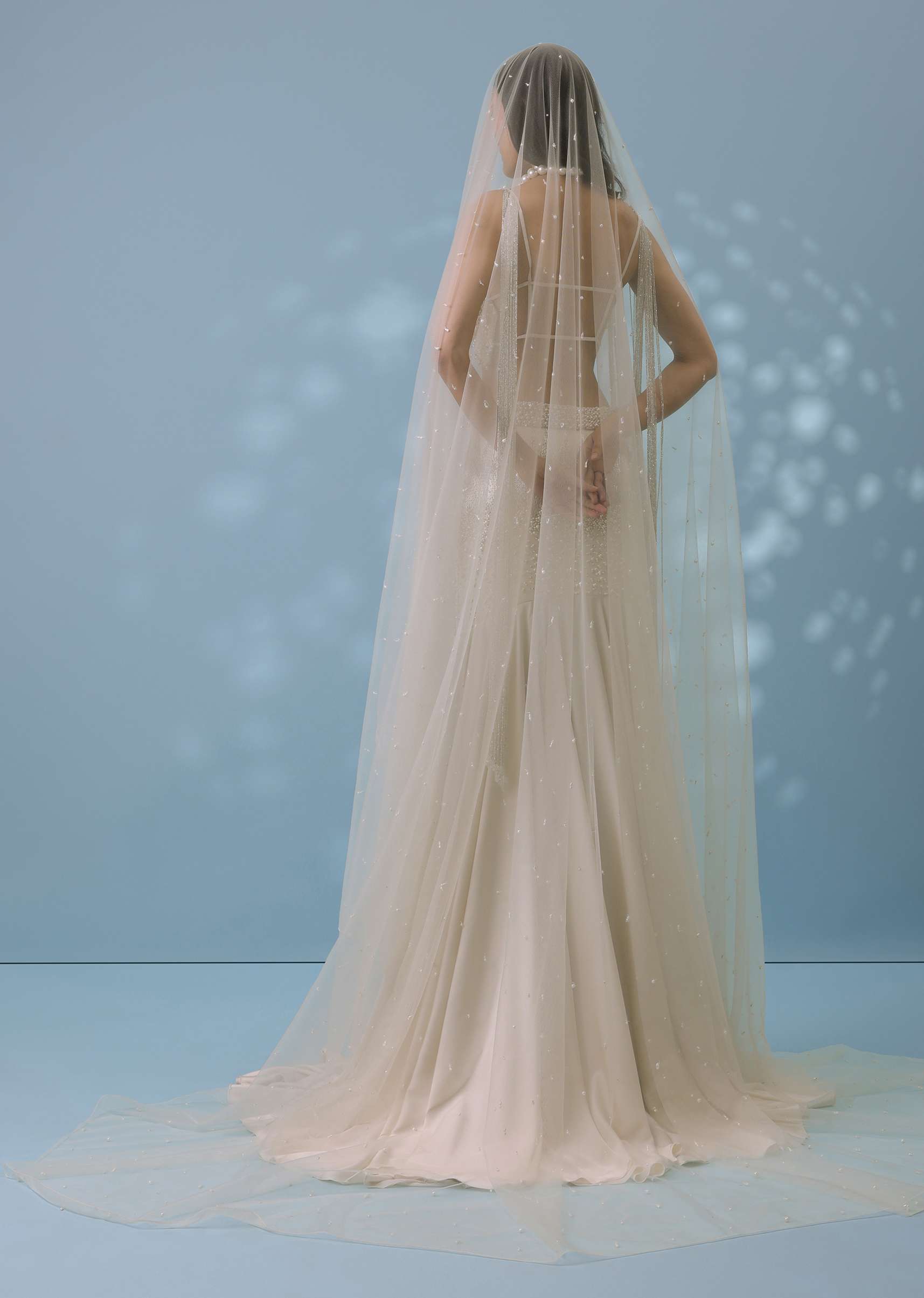 Ivory White Embroidered Trail Lehenga Set In Milano Satin With Tassel Blouse - Image 10