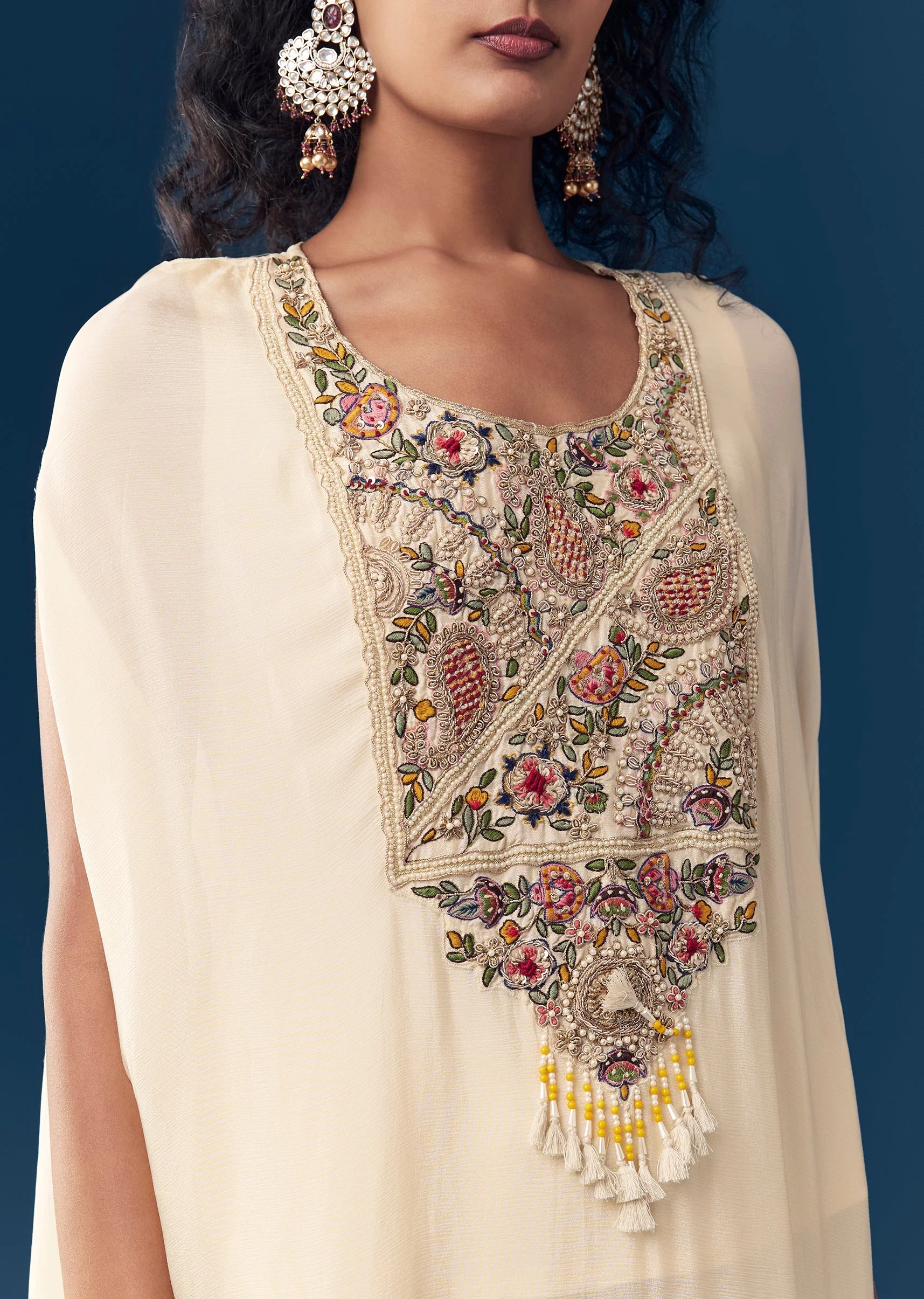 Ivory Zardozi Embroidered Top and Palazzo Set - Image 2