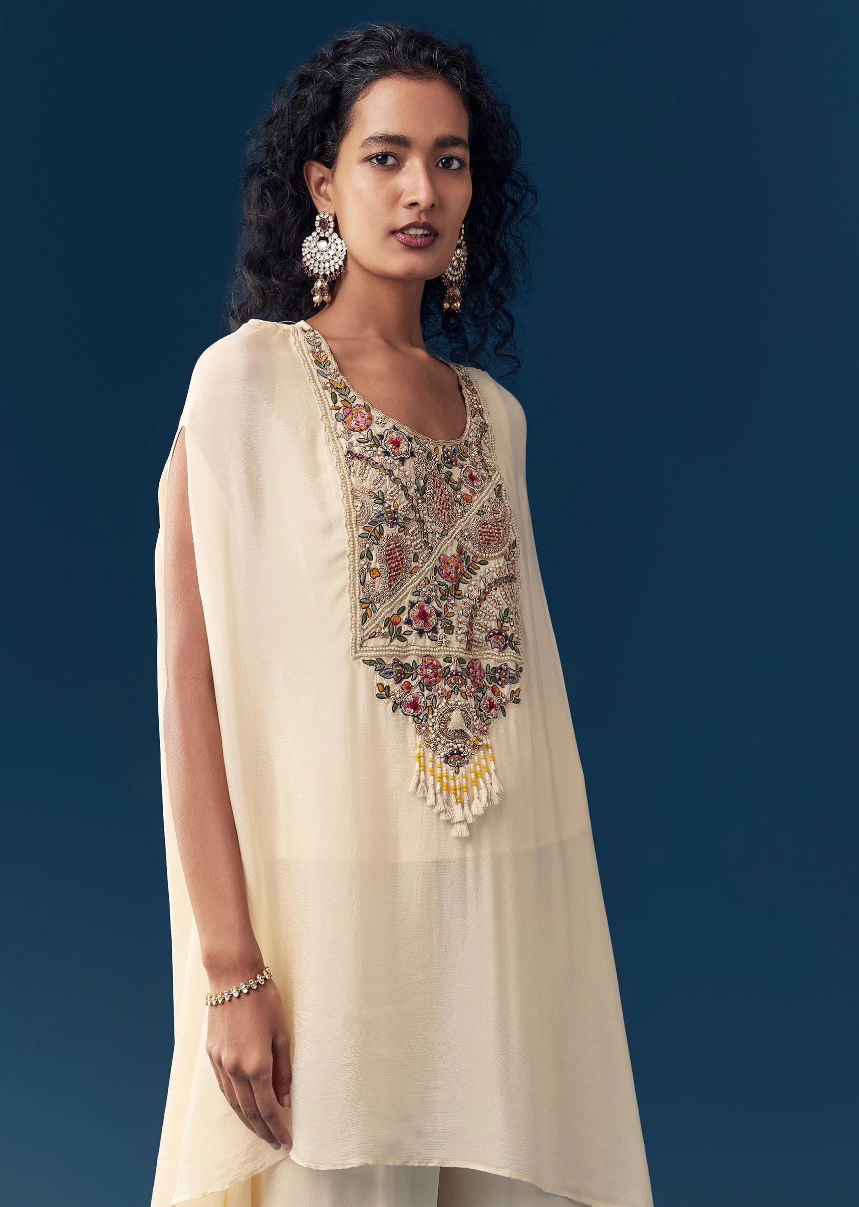 Ivory Zardozi Embroidered Top and Palazzo Set - Image 4
