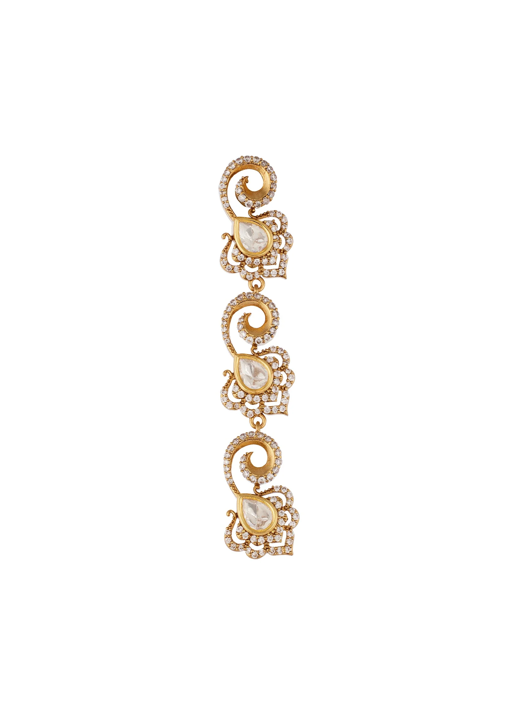 Jewellery Set In Gold Finish Polki With Semi Precious Stones - Image 5