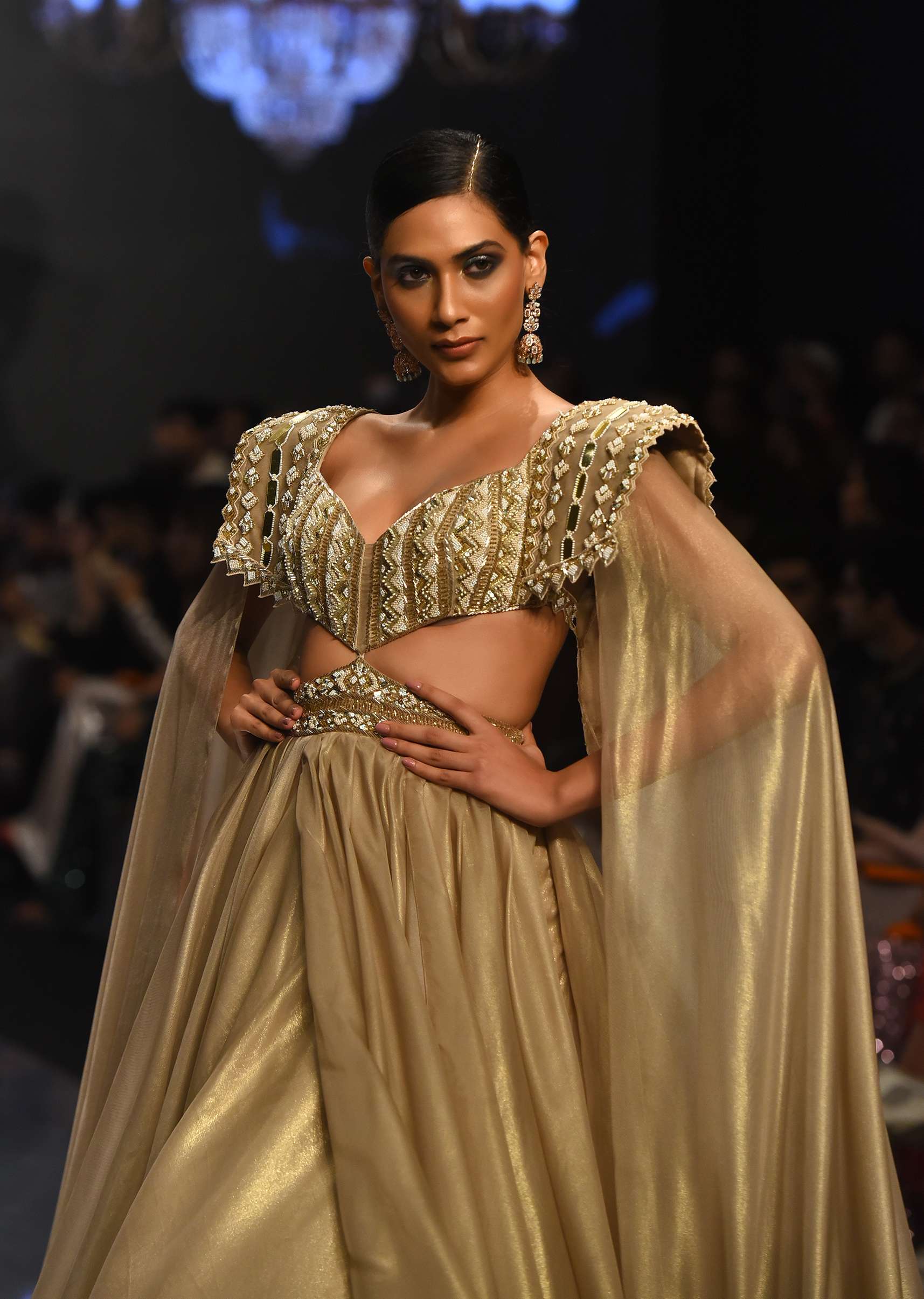 Champagne Gold Akasia Gown With Tassel Wing Cape Sleeves - NOOR 2022 - Image 6