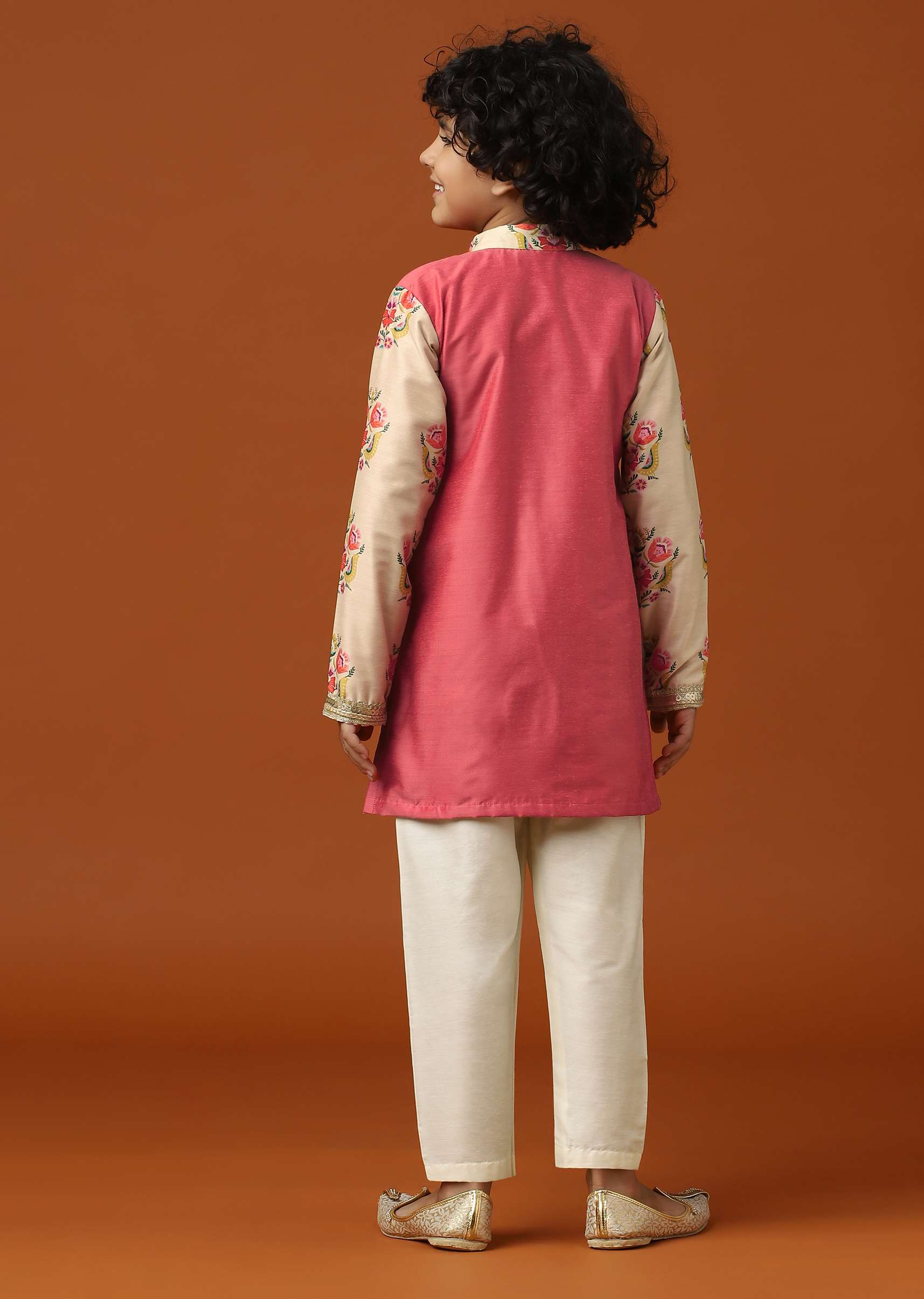 Kalki Coral Beige Printed Kurta Pant Set For Boys - Image 6