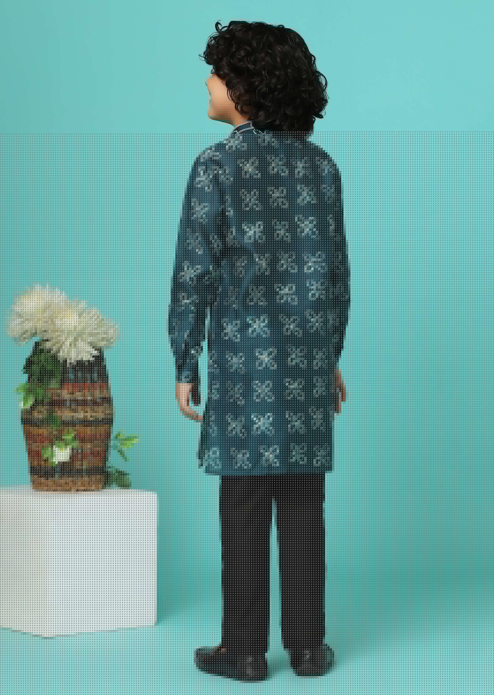 Kalki Deep Green Printed Kurta Set In Tussar Silk For Boys - Image 6