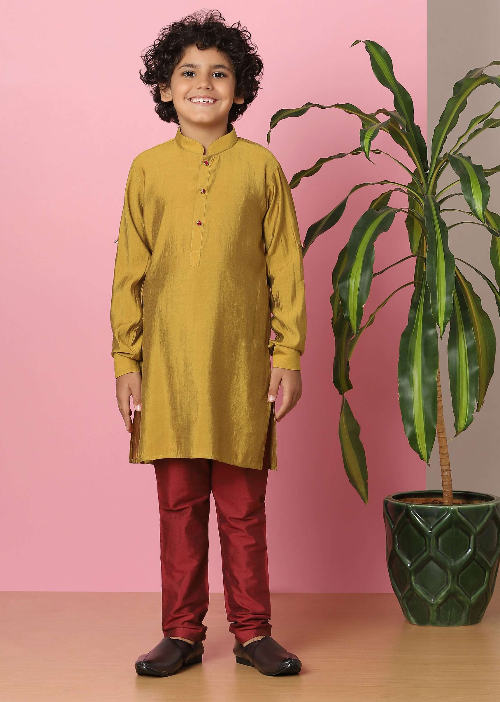 Kalki Ocher Yellow Bandi Jacket And Kurta Set With Bandhani Foil Print - Image 5