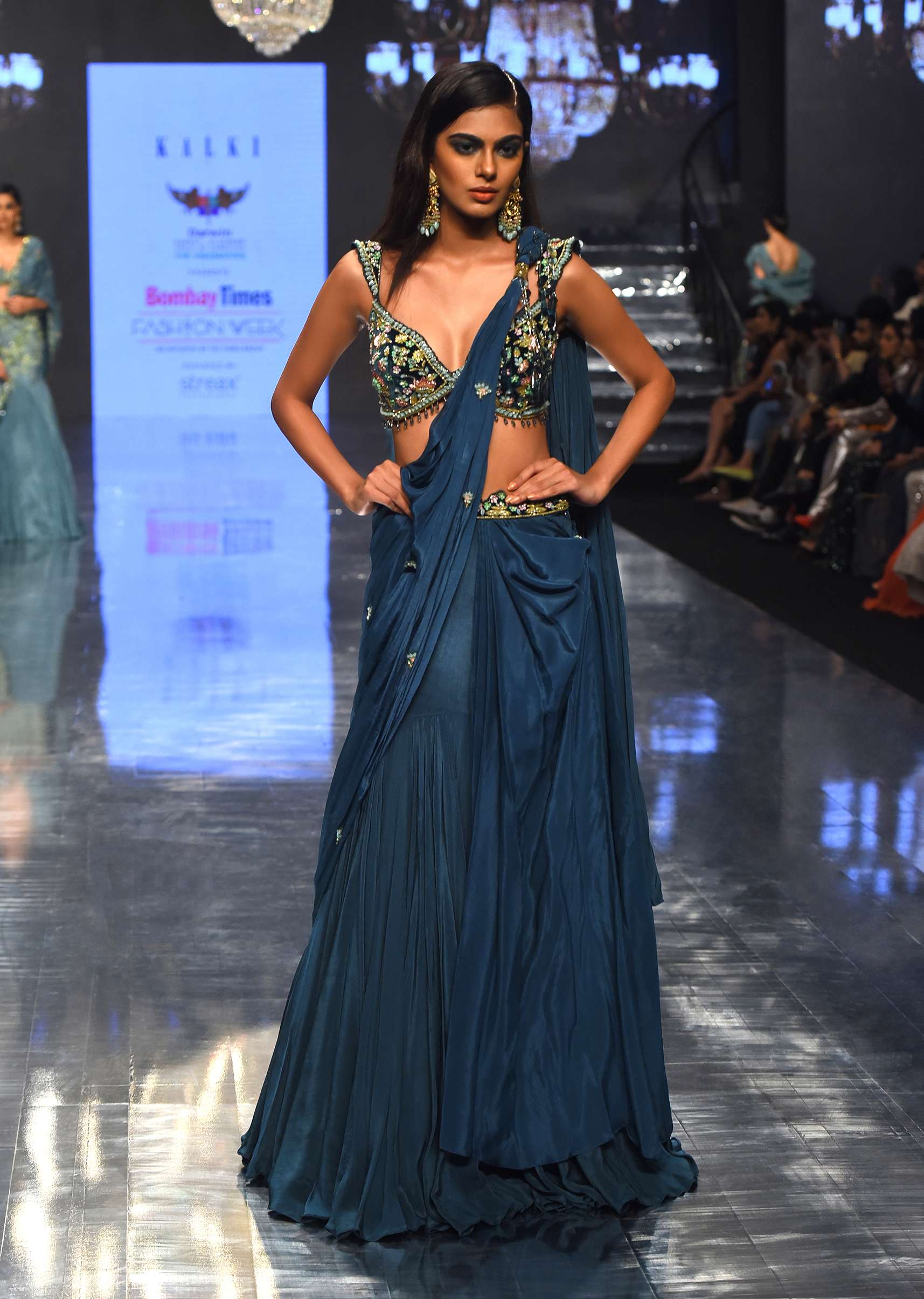 Pre-Pleated Emerald Green Saree With Floral Buttis And A Embroidered Blouse - NOOR 2022 - Image 8