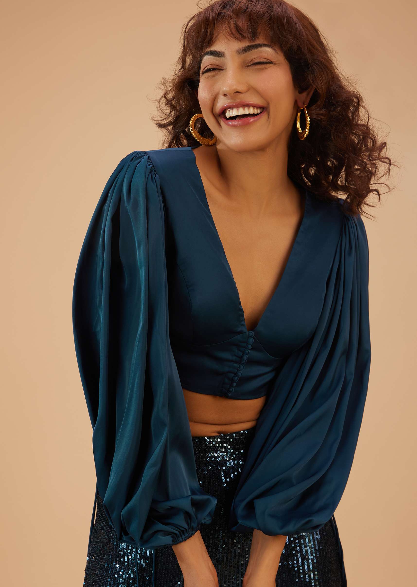 Persian Blue Palazzo And Crop-Top Set - Image 4