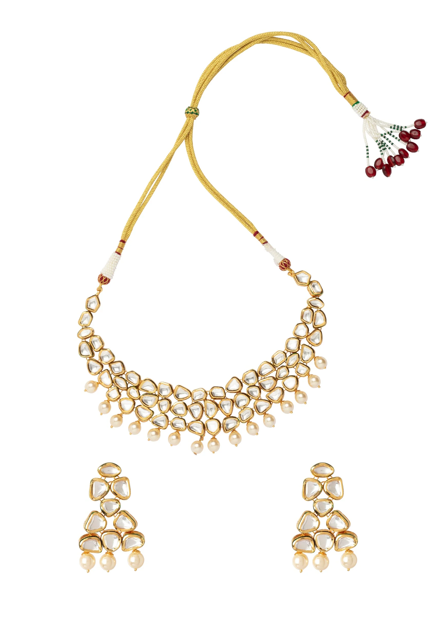 Kundan Polki Necklace And Earring Set - Image 2
