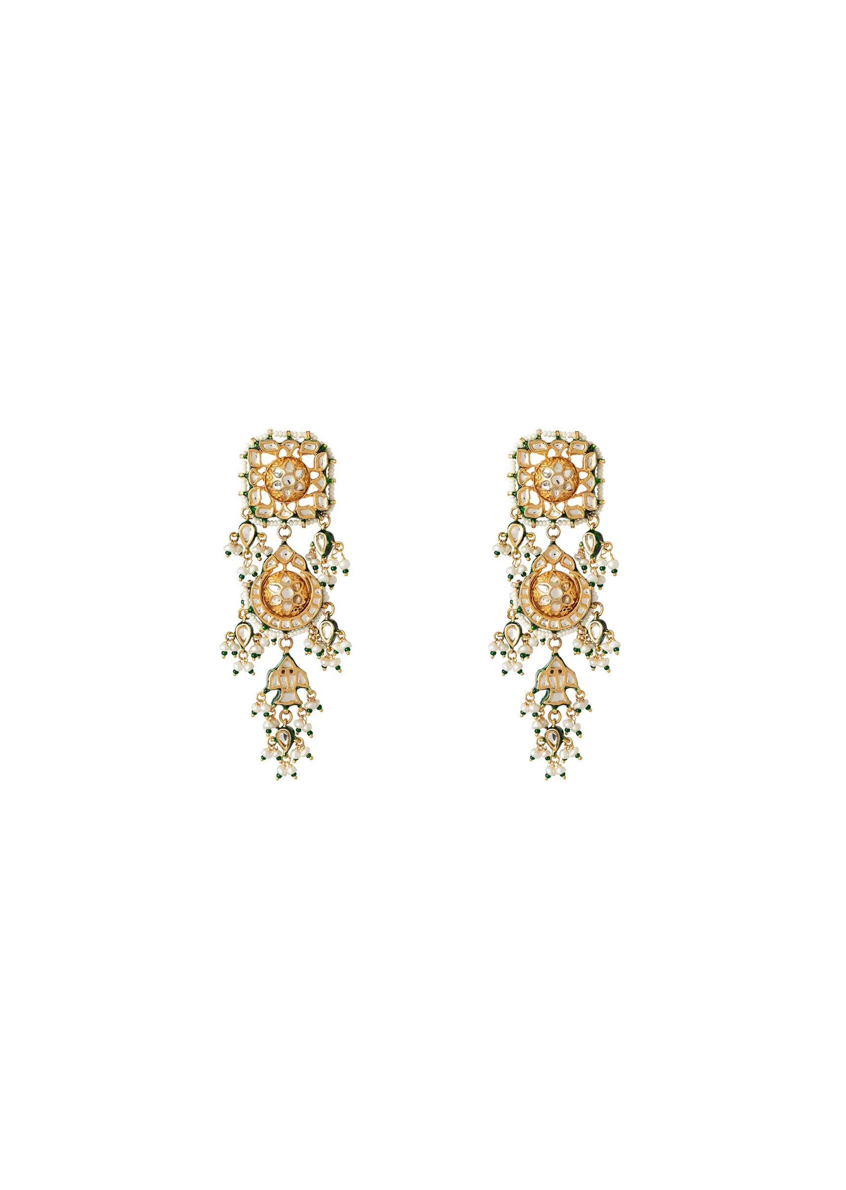 Kundan Polki Necklace Set With Earrings - Image 4