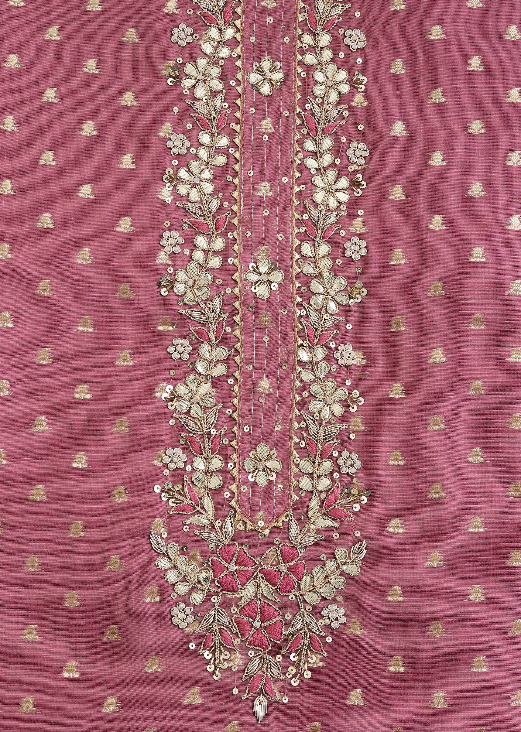 Lavender Chanderi Unstitched Suit - Image 4