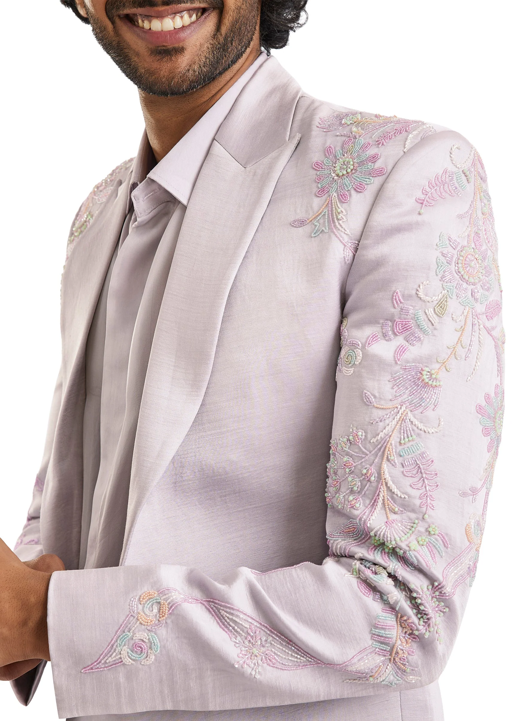 Lavender Embroidered Blazer Set - Image 2