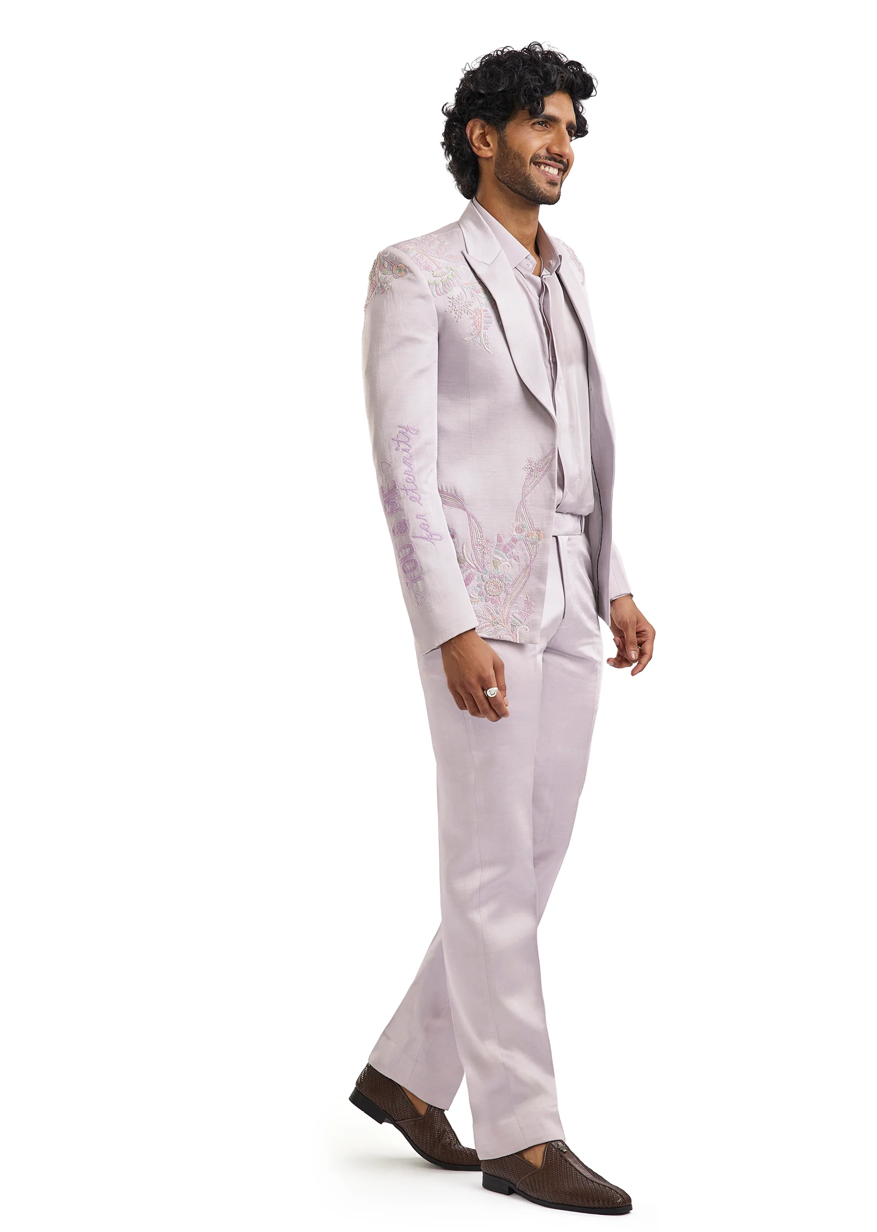 Lavender Embroidered Blazer Set - Image 3