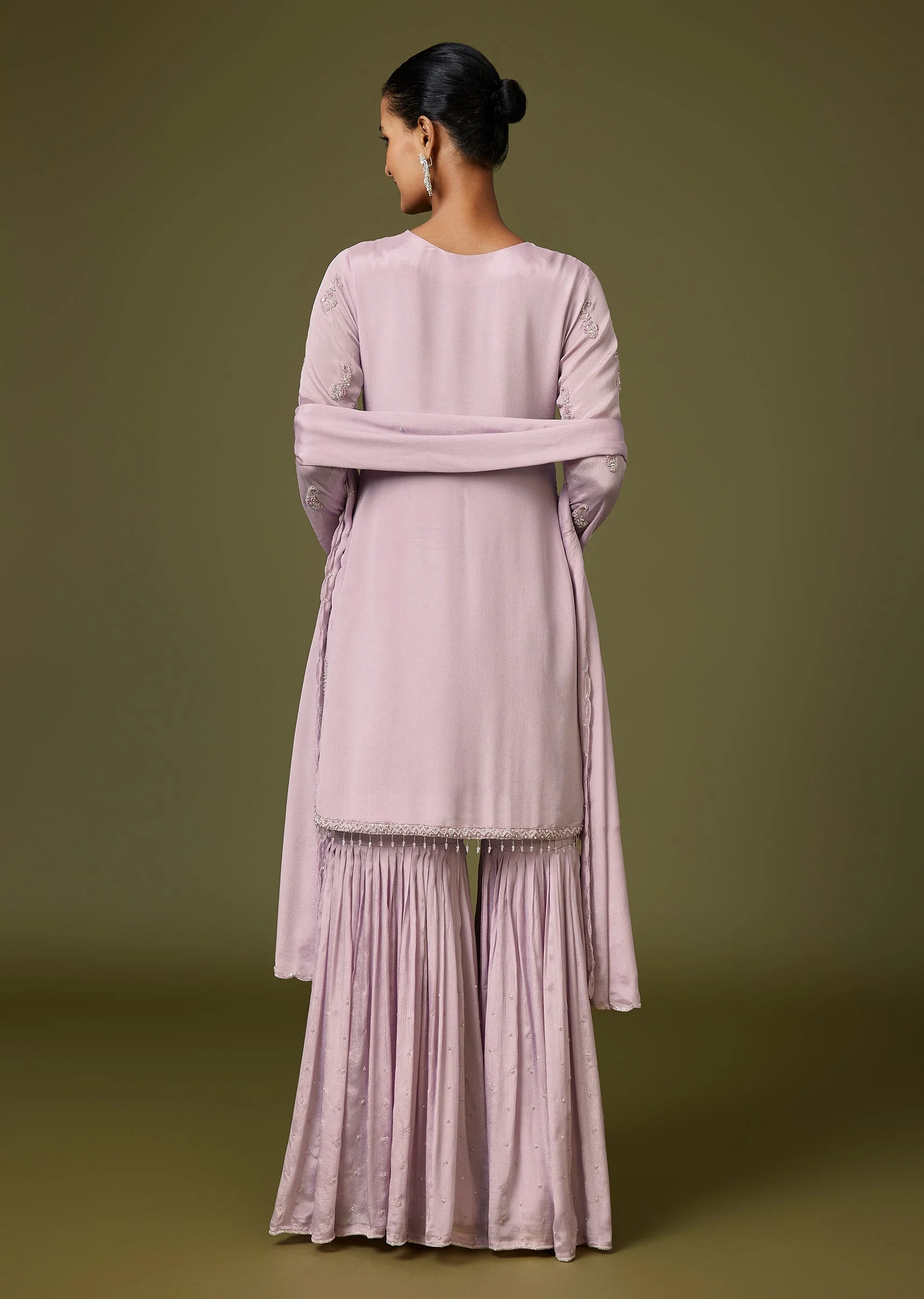 Lavender French Knot Sharara Suit With Bead Detailing - Image 5