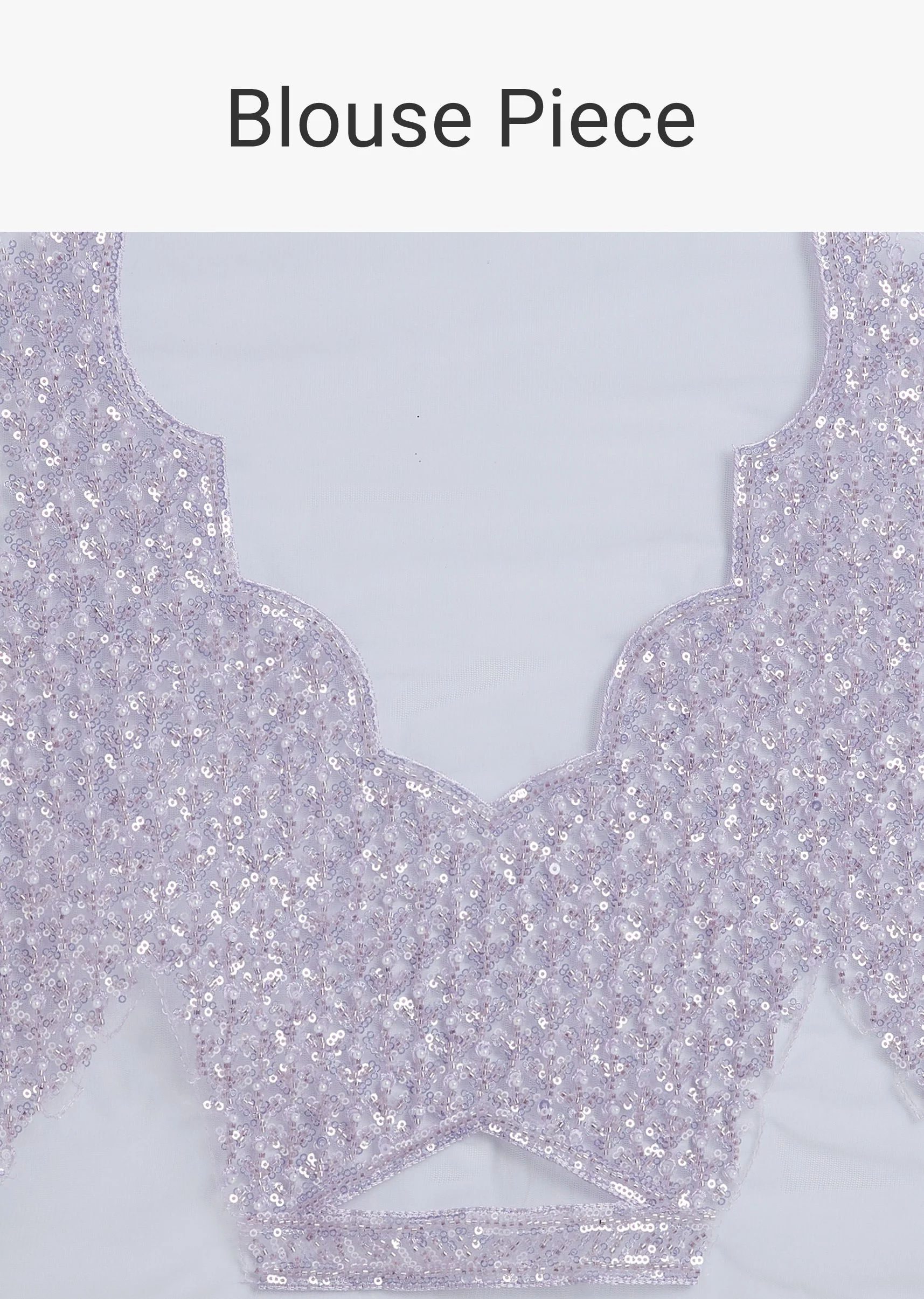 Lavender Net Floral Work Saree with Unstitched Blouse - Image 11