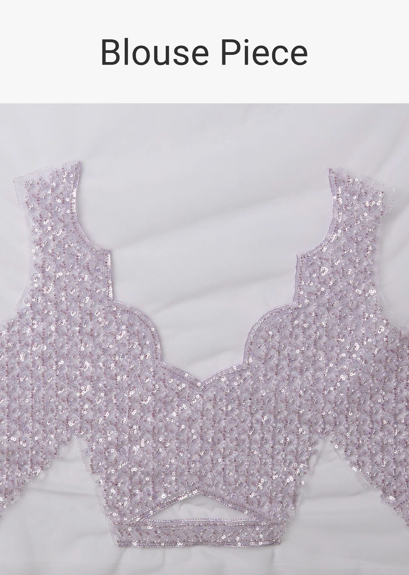 Lavender Net Floral Work Saree with Unstitched Blouse - Image 9