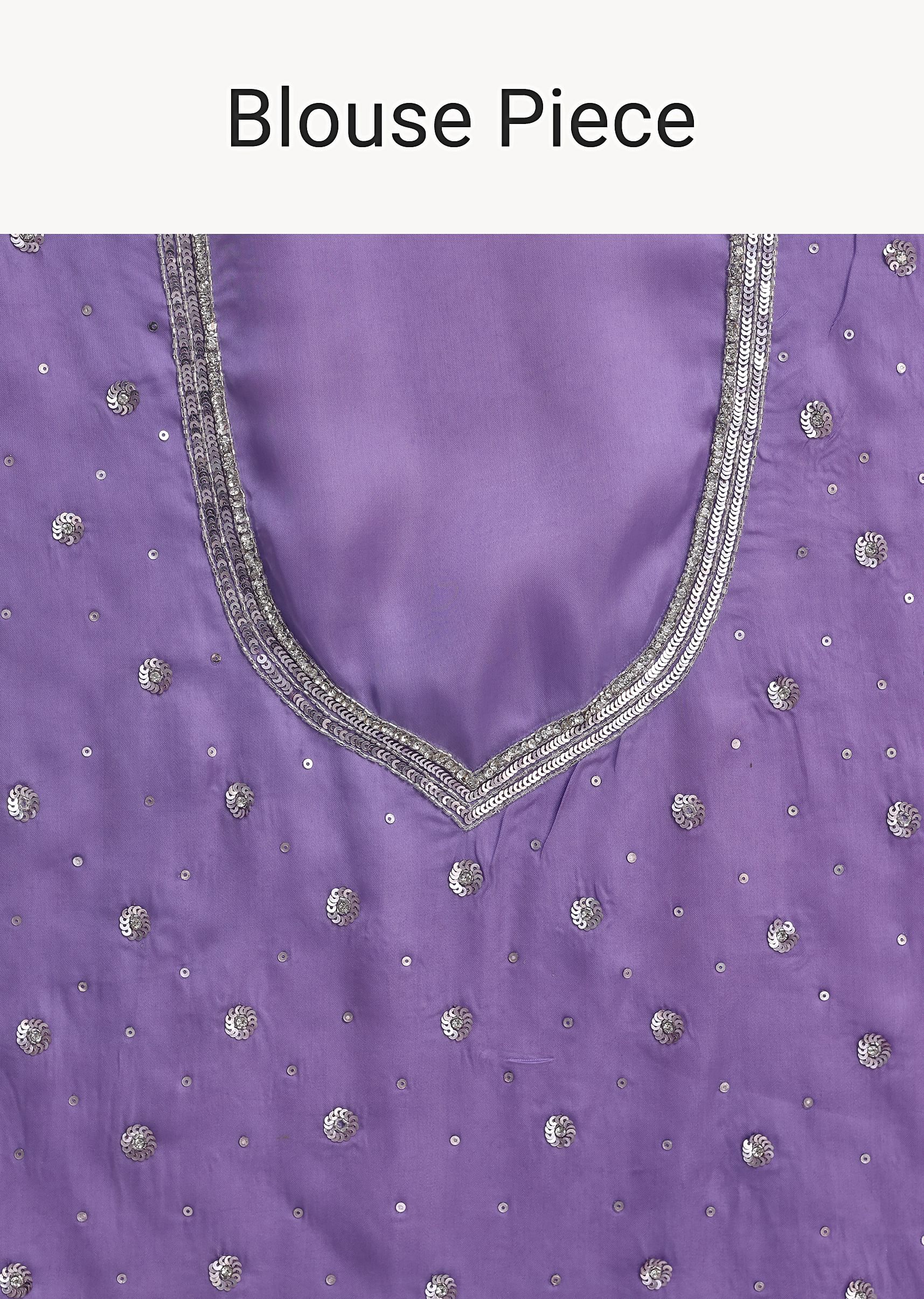 Lavender Ombre Sequins Saree With Scallop Embroidery Border - Image 10