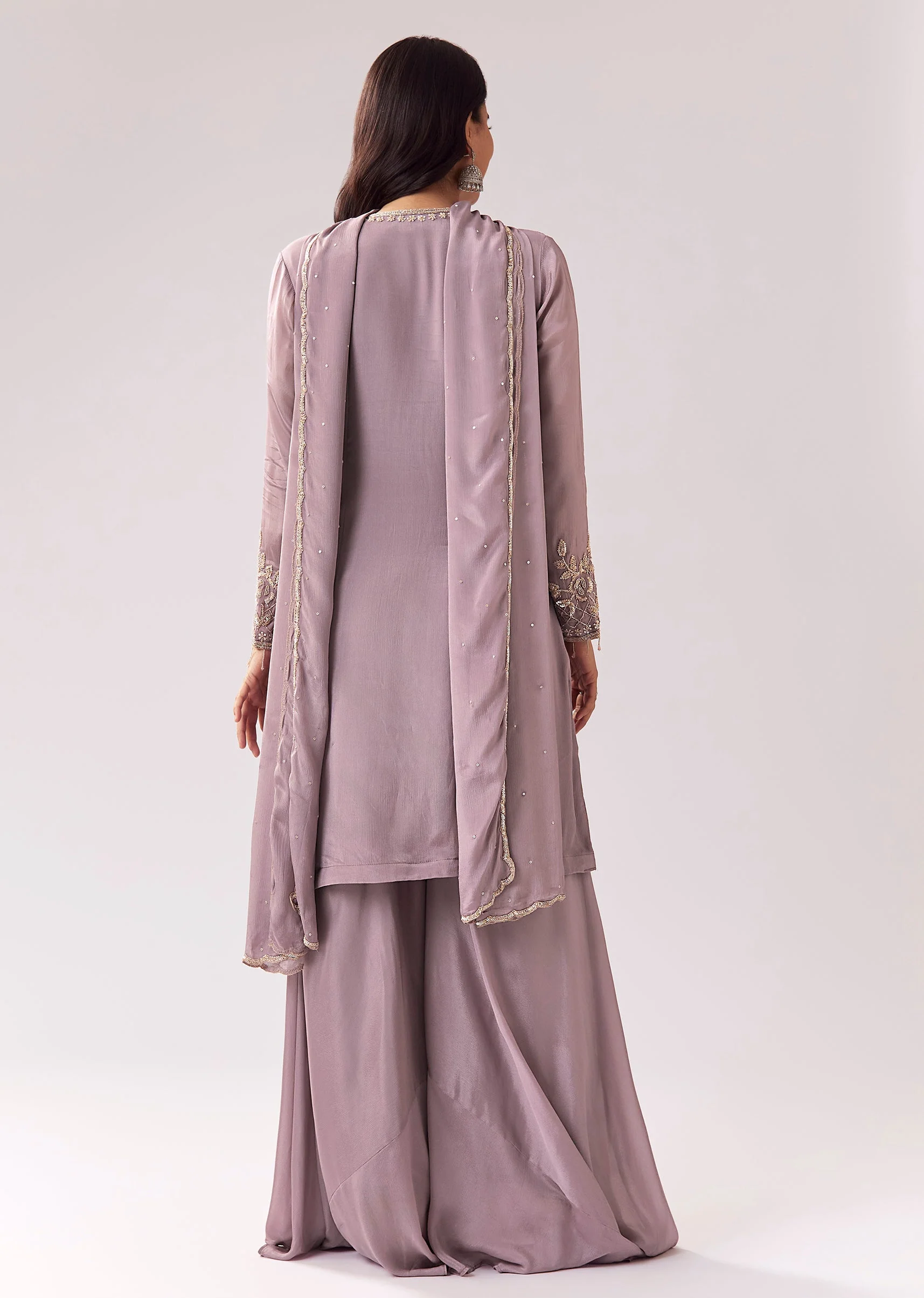 Lavender Palazzo Suit With Festive Embellishment - Image 5