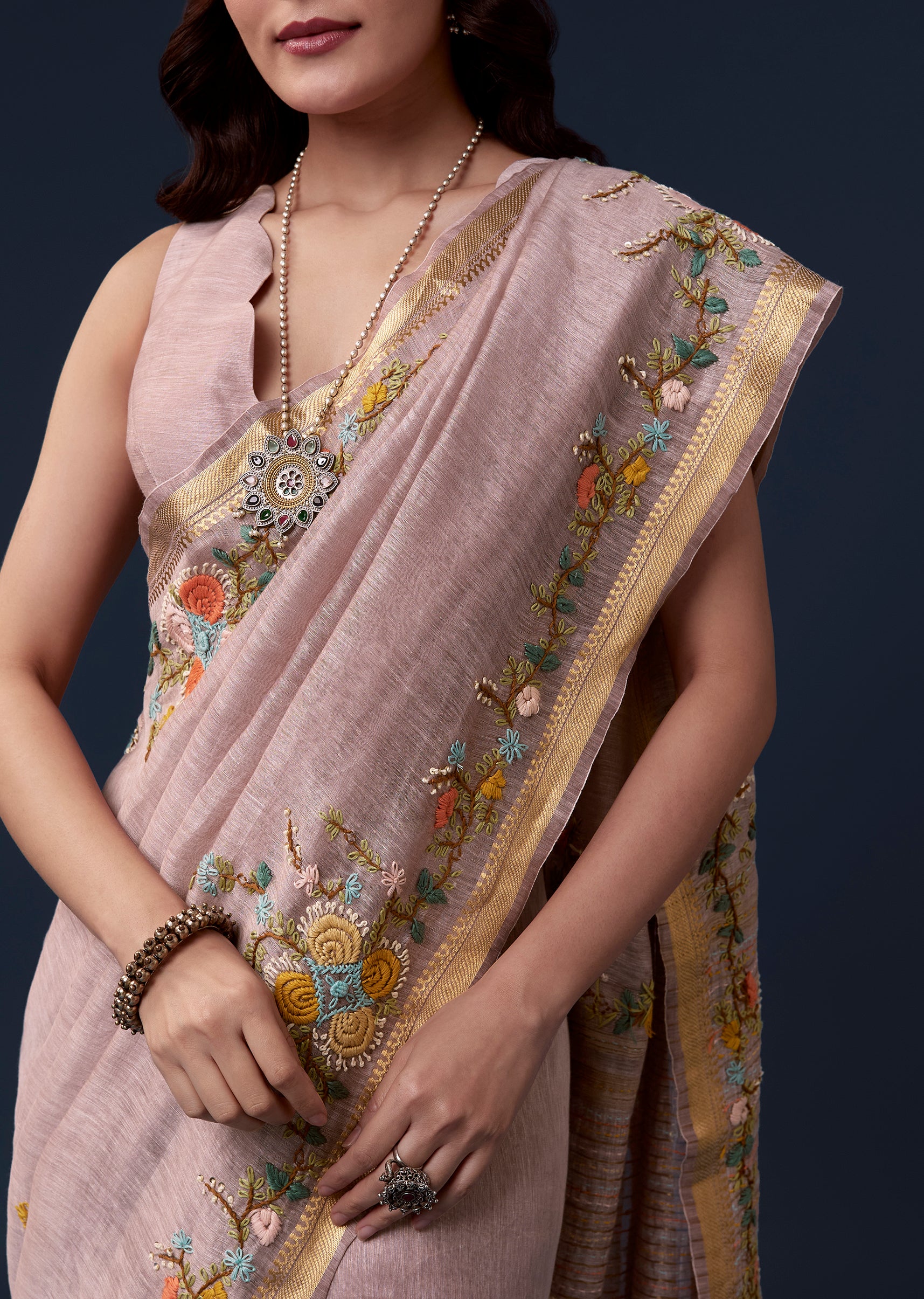 Lavender & Purple Duo — Saree For Her And Kurta Set For Him - Image 2