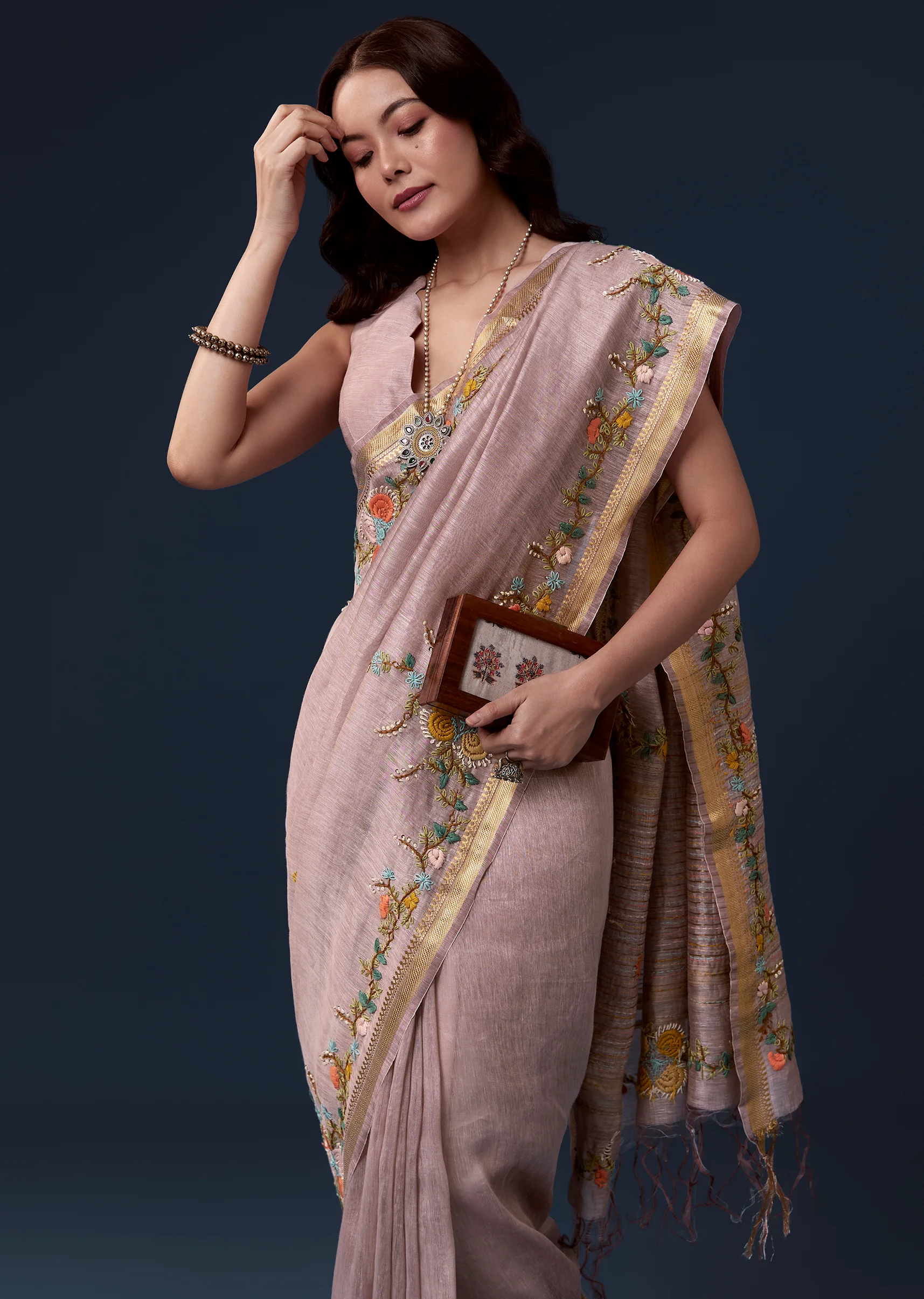 Lavender & Purple Duo — Saree For Her And Kurta Set For Him - Image 4