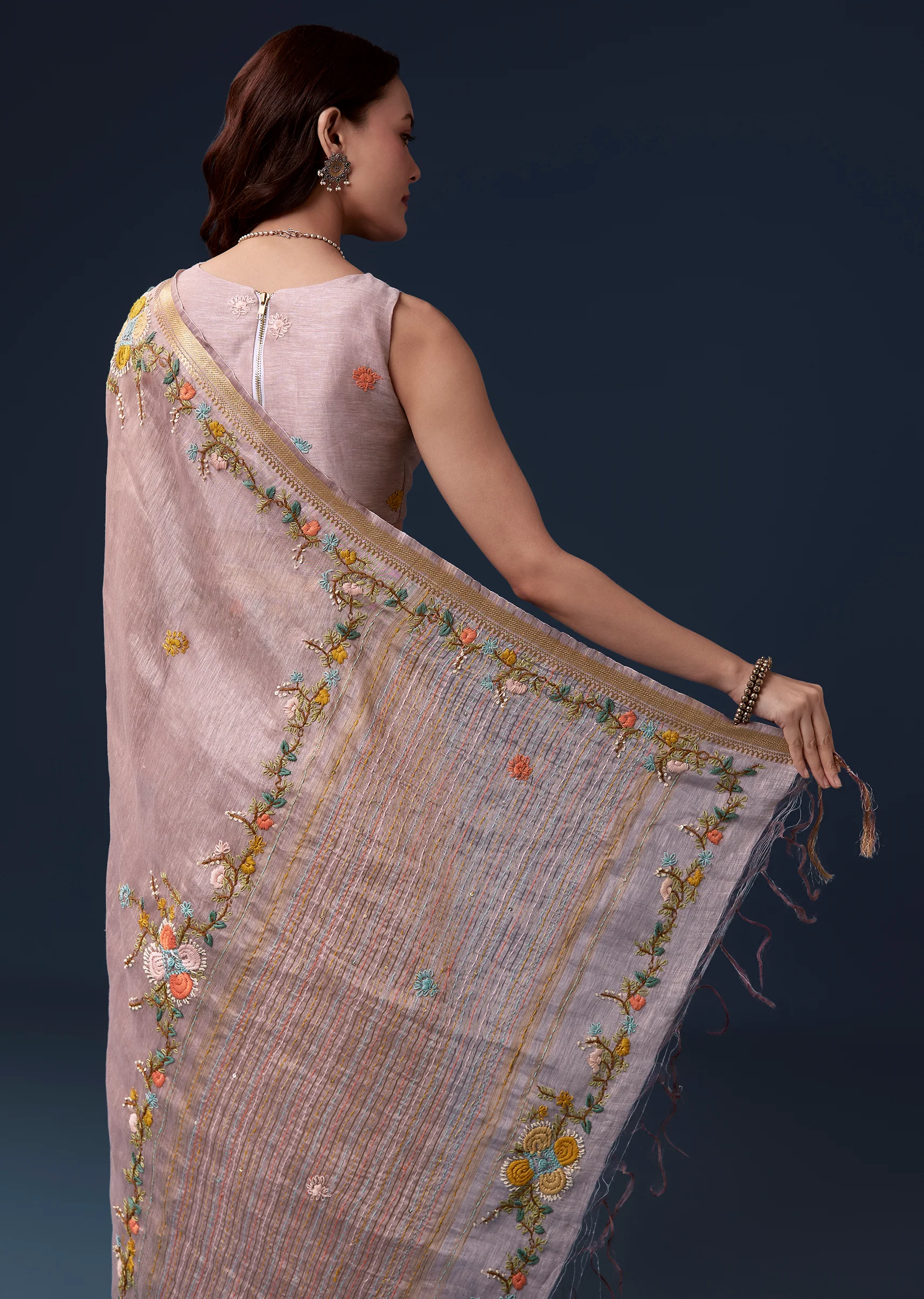 Lavender & Purple Duo — Saree For Her And Kurta Set For Him - Image 5