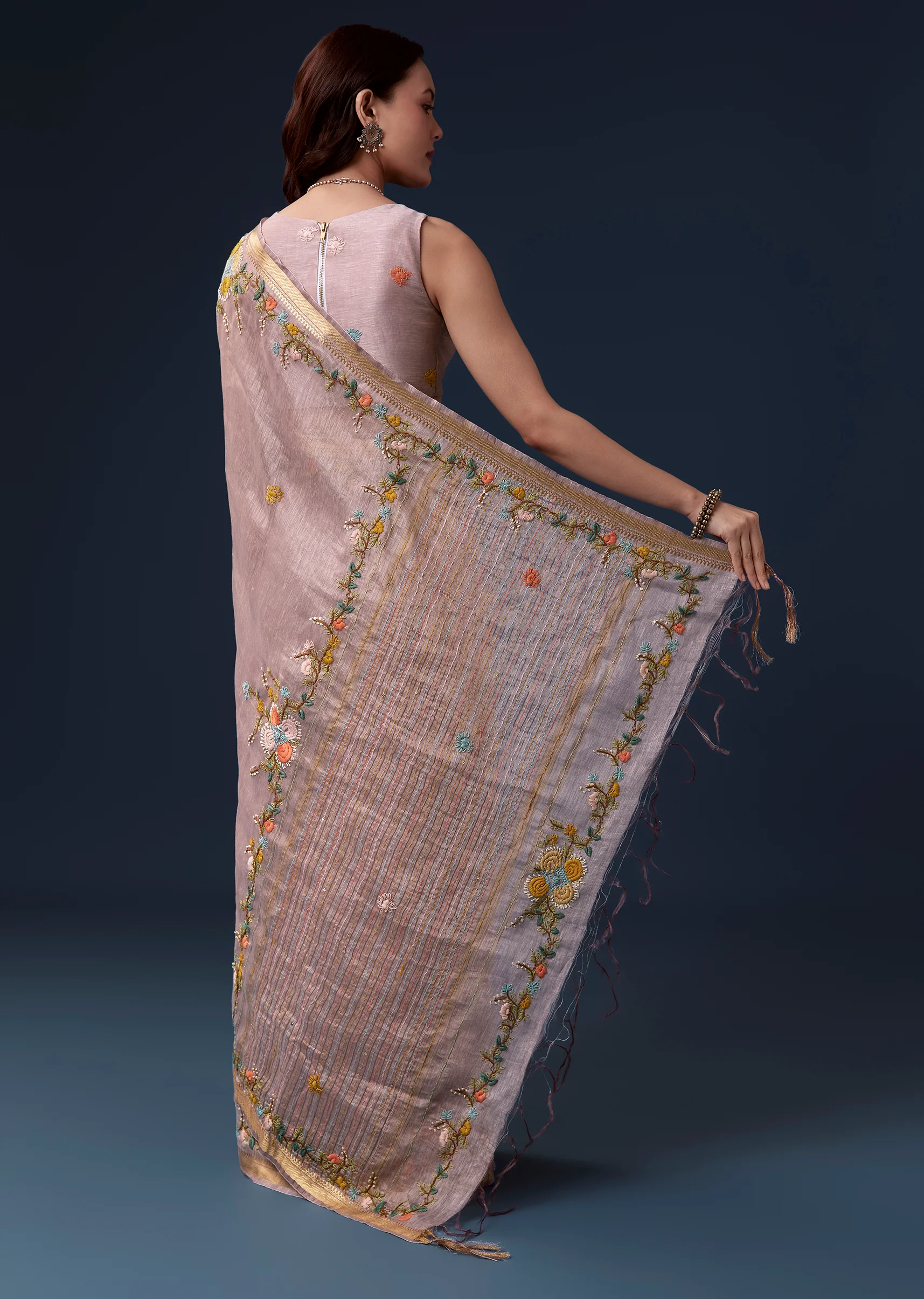 Lavender & Purple Duo — Saree For Her And Kurta Set For Him - Image 6
