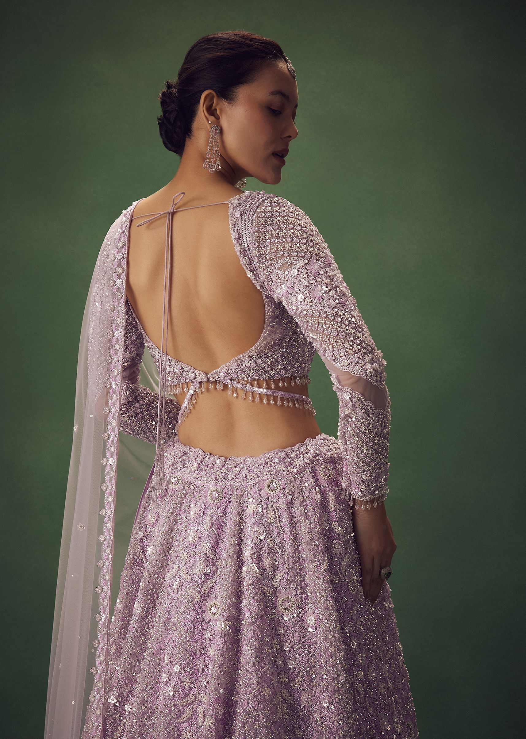 Lavender Sequin Work Lehenga Set - Image 2
