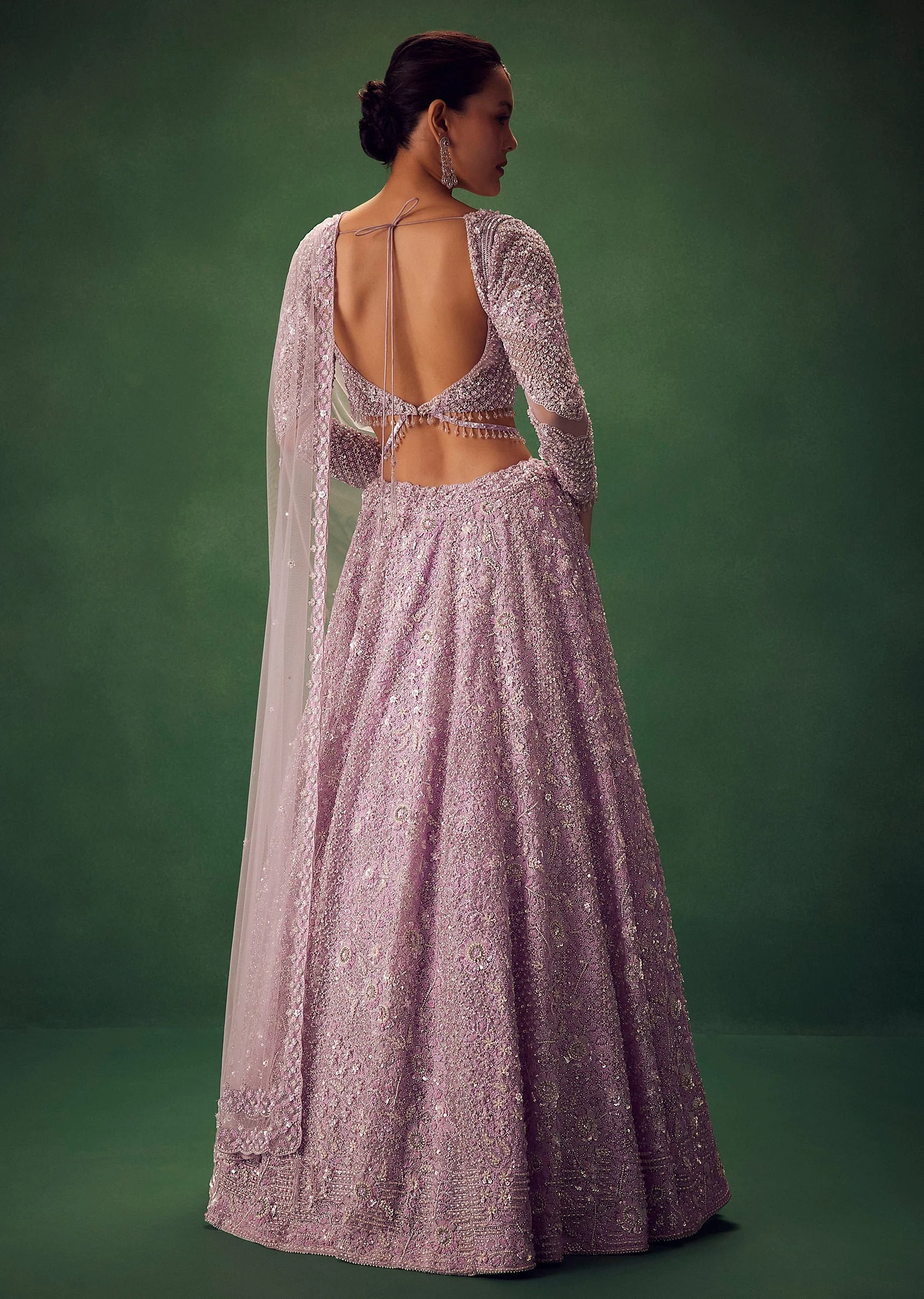 Lavender Sequin Work Lehenga Set - Image 6