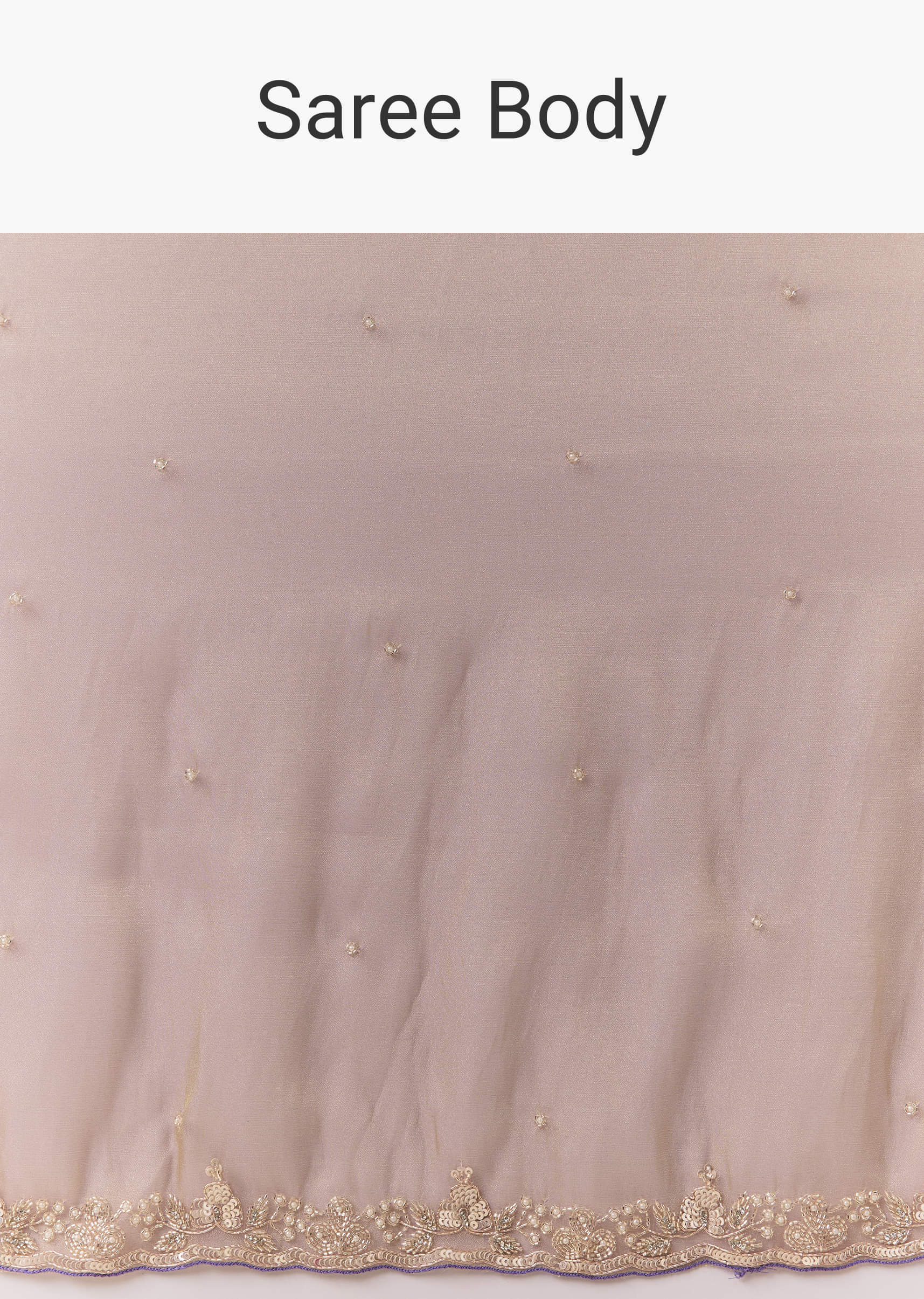 Lavender Tissue Embroidered Saree with Unstitched Blouse - Image 9