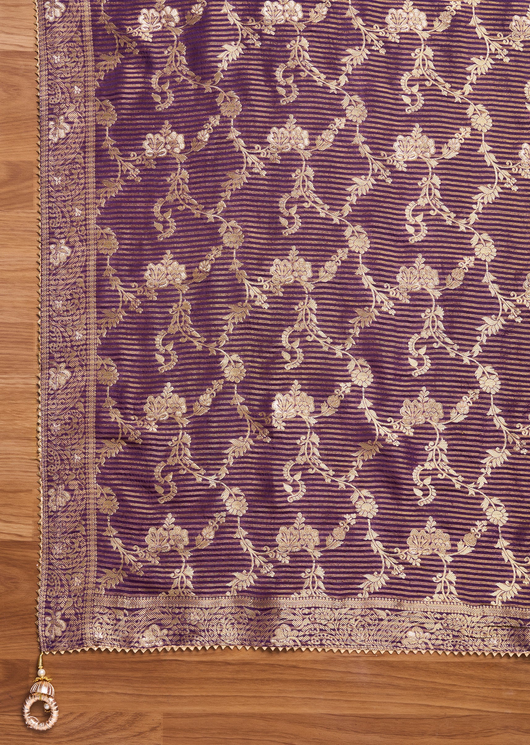Lavender Tissue Embroidered Unstitched Suit Set - Image 5