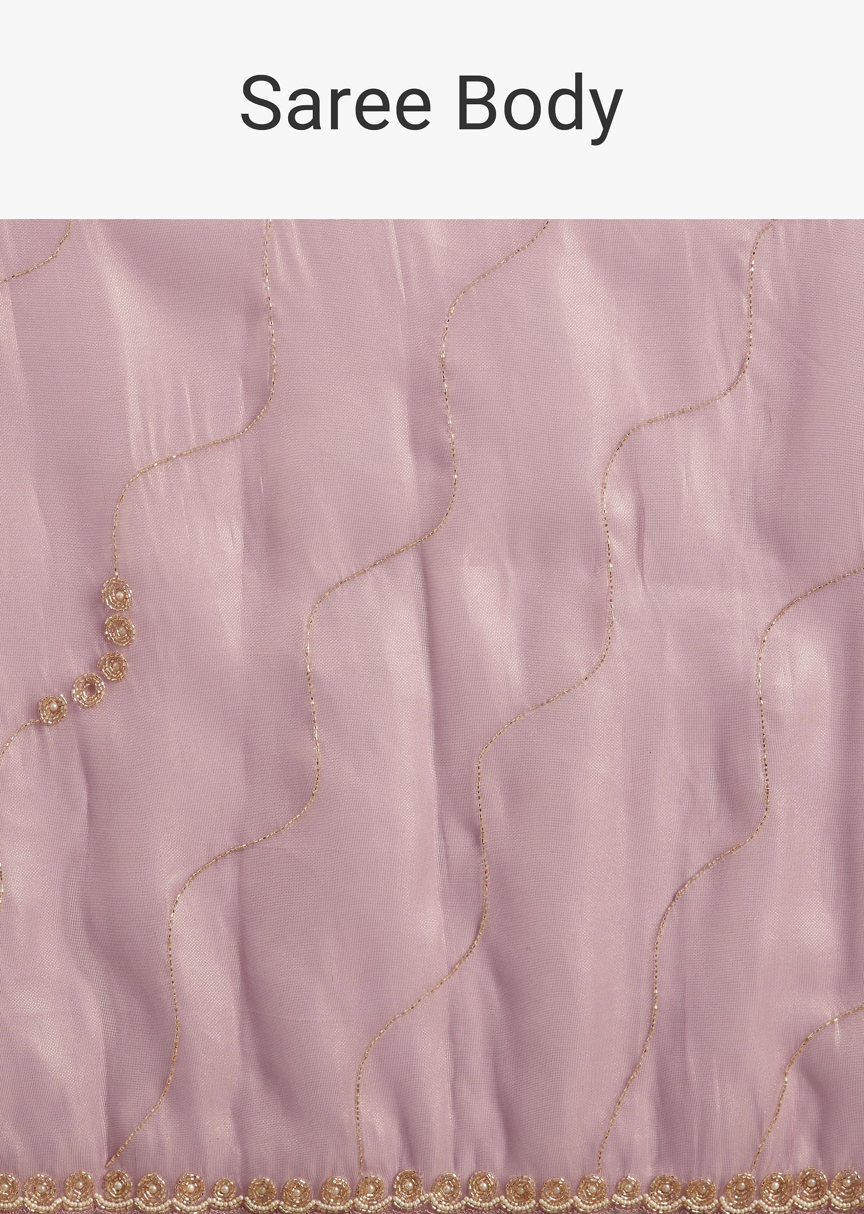 Lavender Tissue Saree With Moti And Cutdana Embroidery And Scallop Border - Image 9