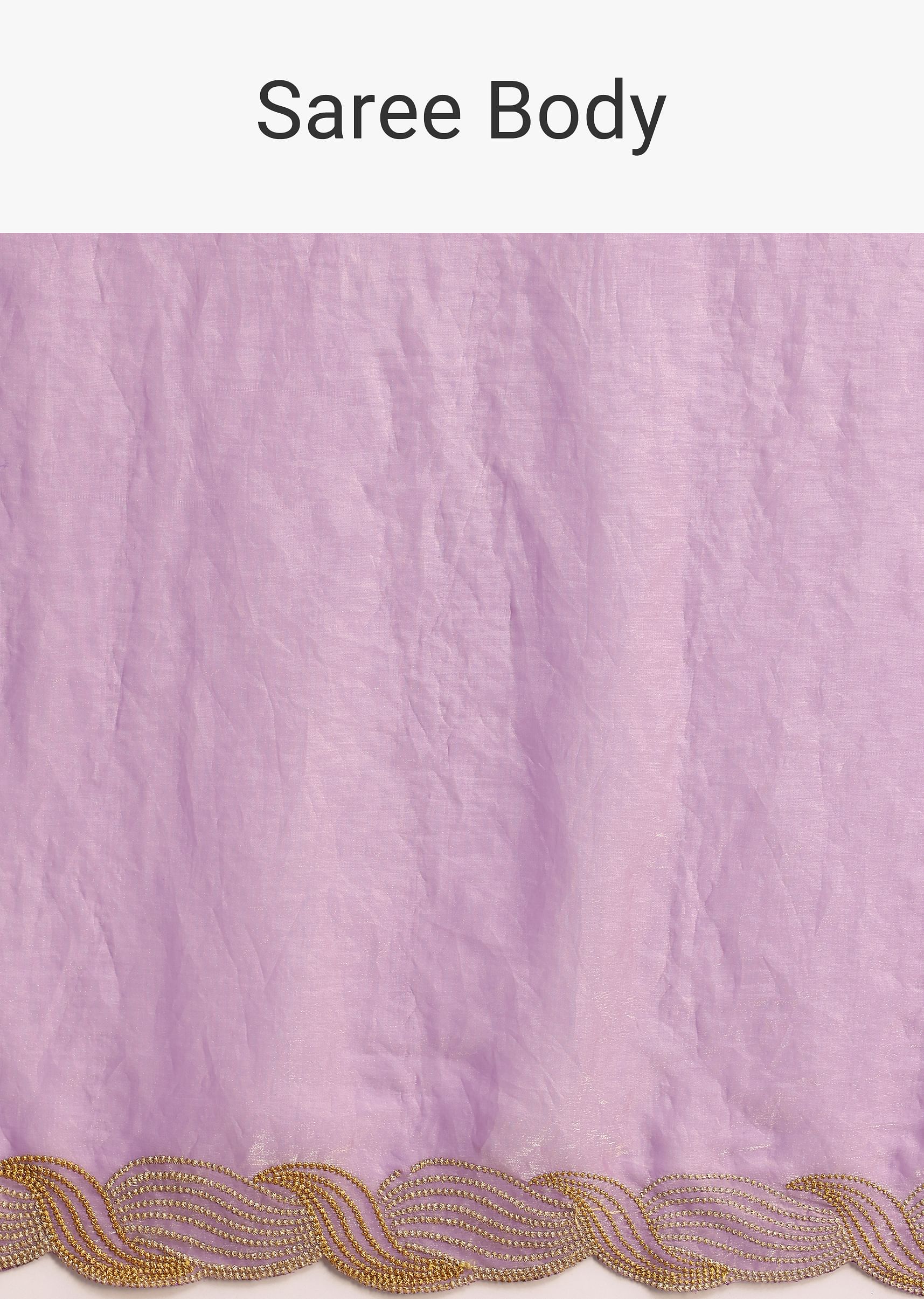 Lavender Tissue Saree With Zari Embroidered Border - Image 9