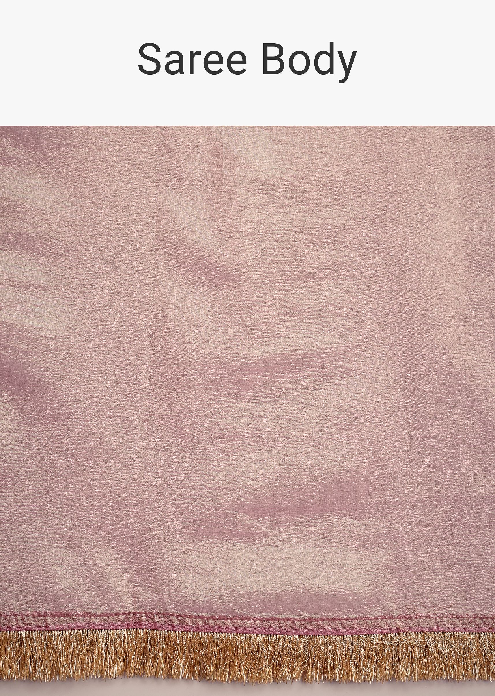 Lavender Tissue Silk Saree With Zari Frill Lace Border - Image 9
