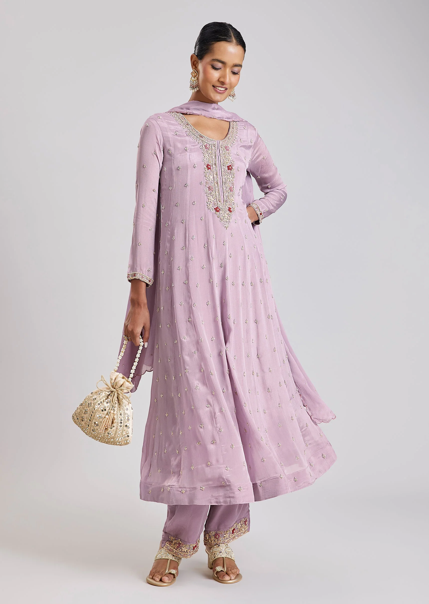 Lavender Zardosi Anarkali - Image 3