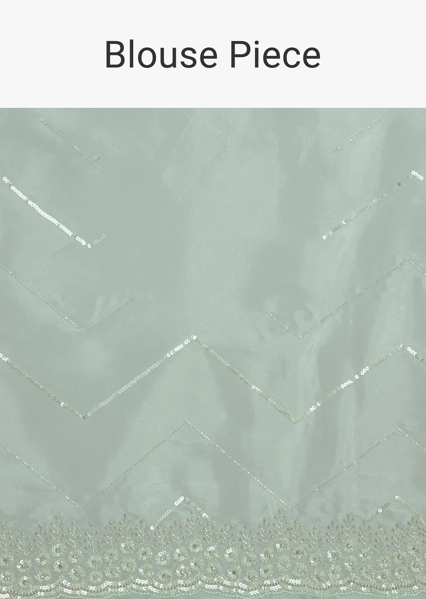 Light Blue Glass Tissue Saree With Stone Embroidery And Scallop Border - Image 10