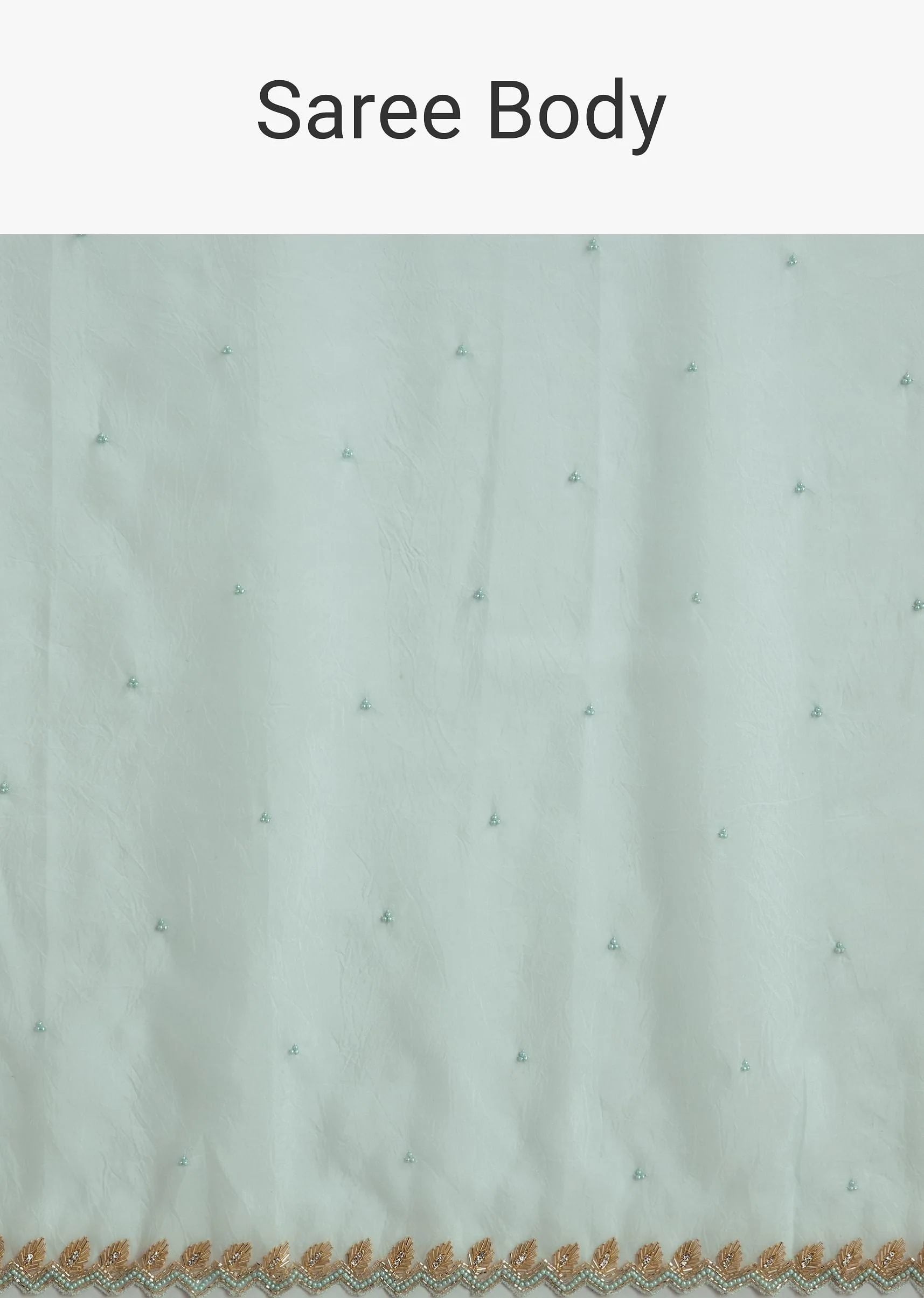 Light Blue Tissue Saree With Cutdana And Beads Embroidery And Cutwork Scallop Border - Image 9