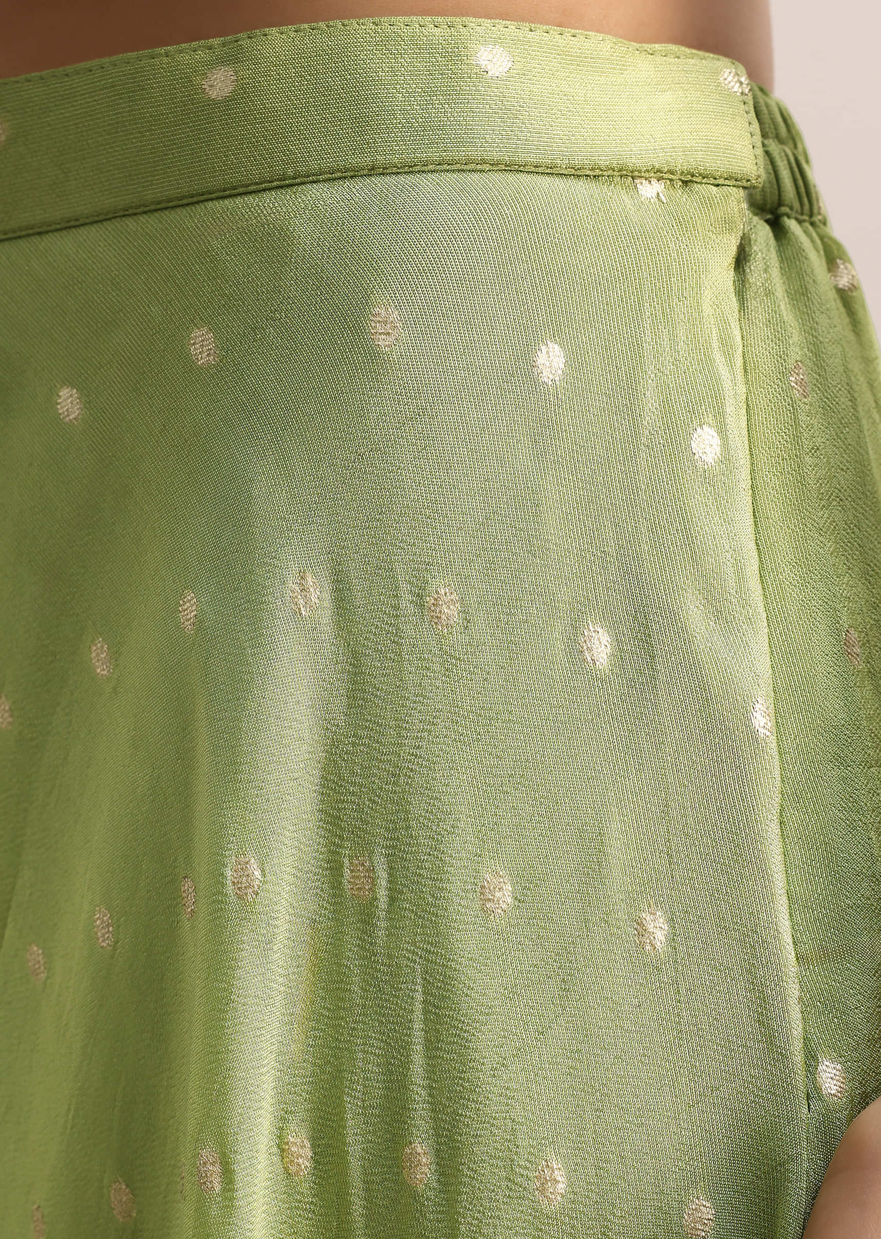 Light Green Embroidered Silk Kurta Palazzo With Dupatta - Image 6