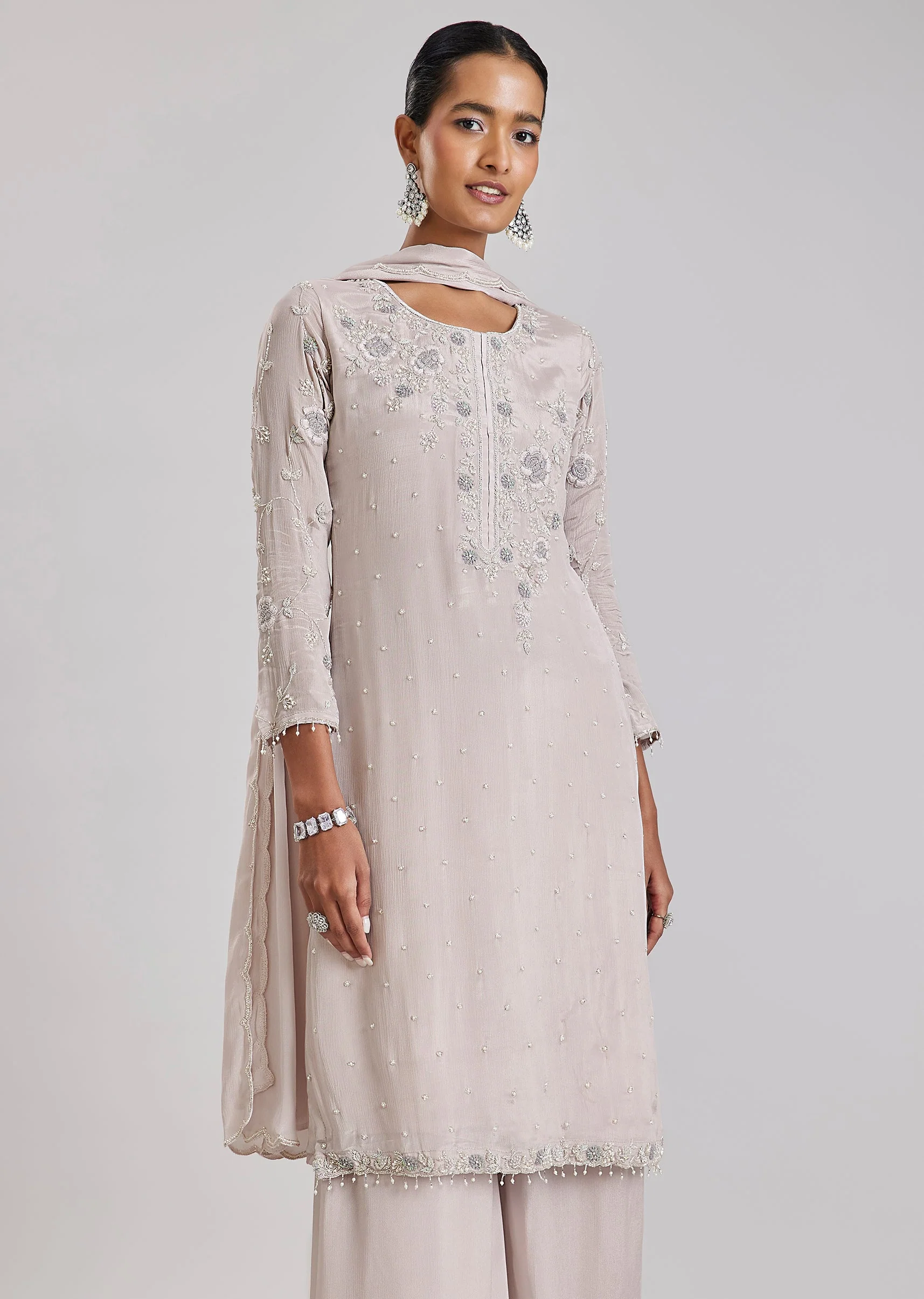 Light Lavender Chinon Palazzo Set - Image 4