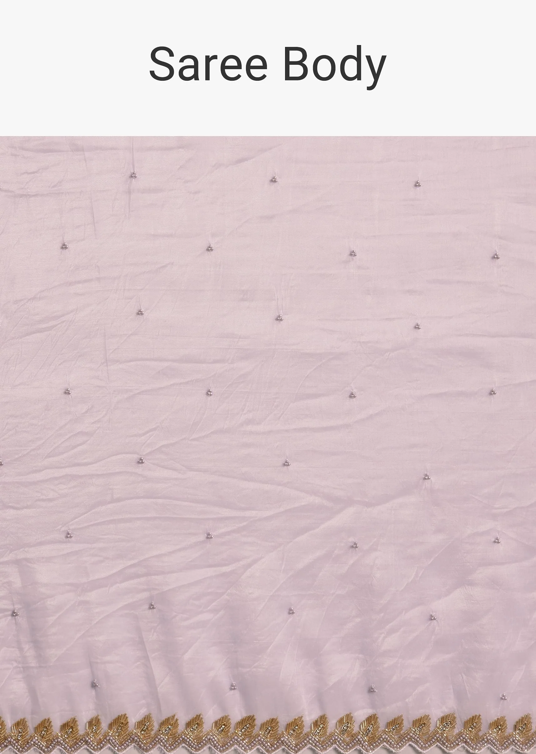 Light Lavender Tissue Saree With Cutdana Beads Embroidery And Scallop Border - Image 9