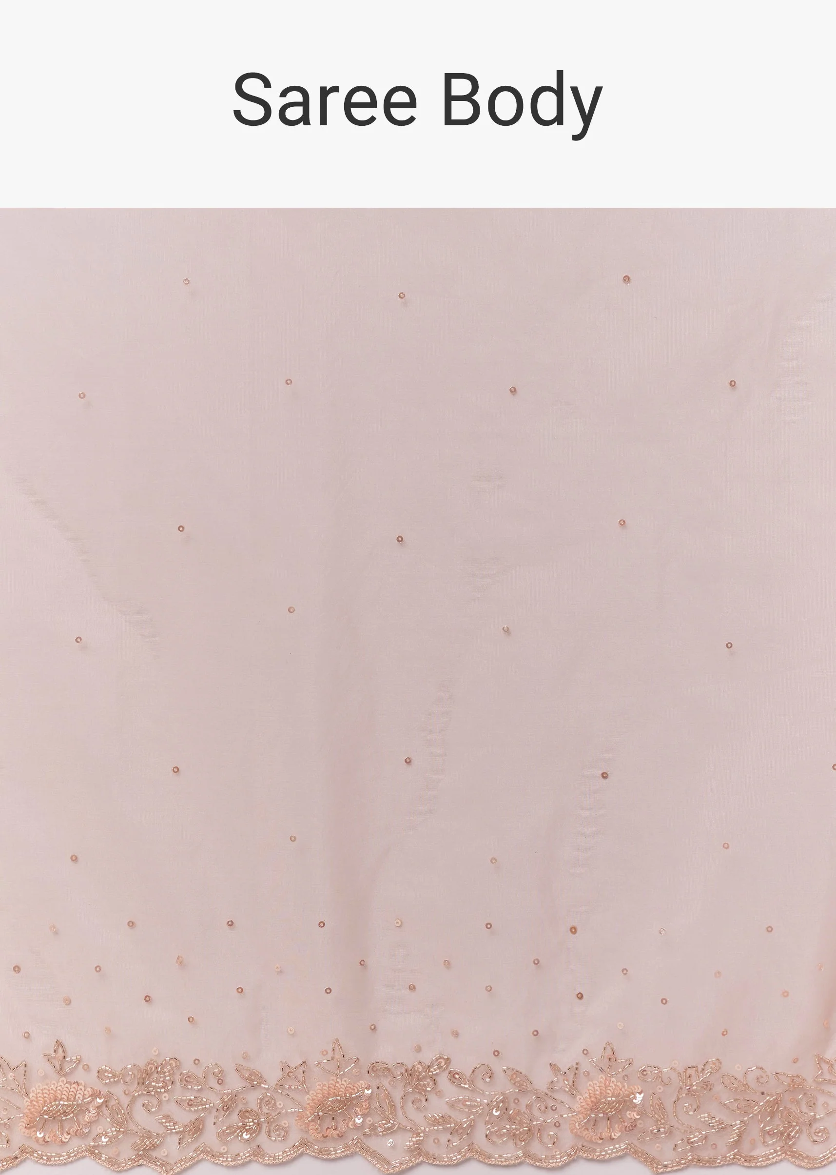 Light Peach Tissue Saree With Floral Embroidery And Sequin Detailing - Image 9