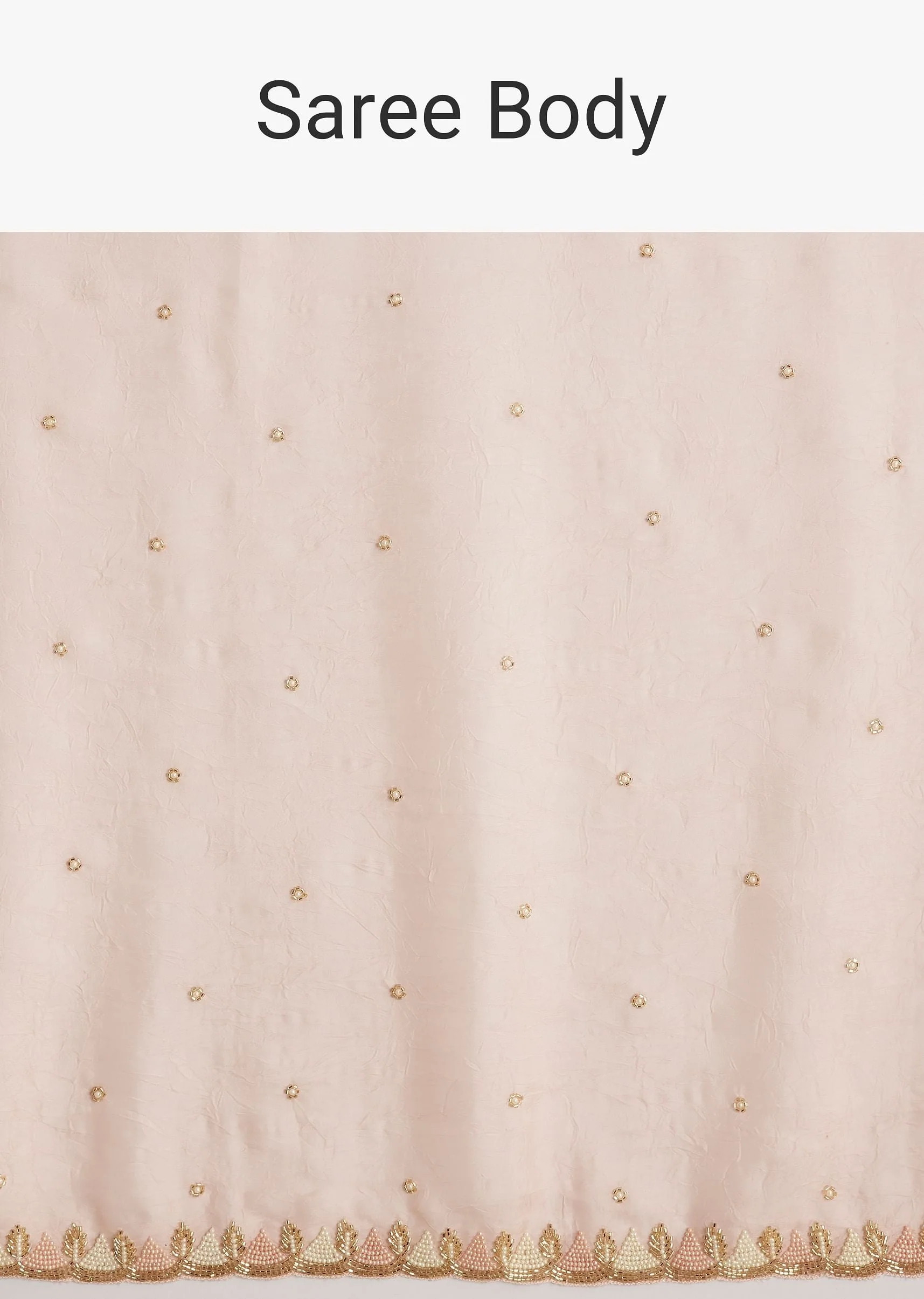 Light Peach Tissue Silk Saree With Stone Embellishments - Image 9